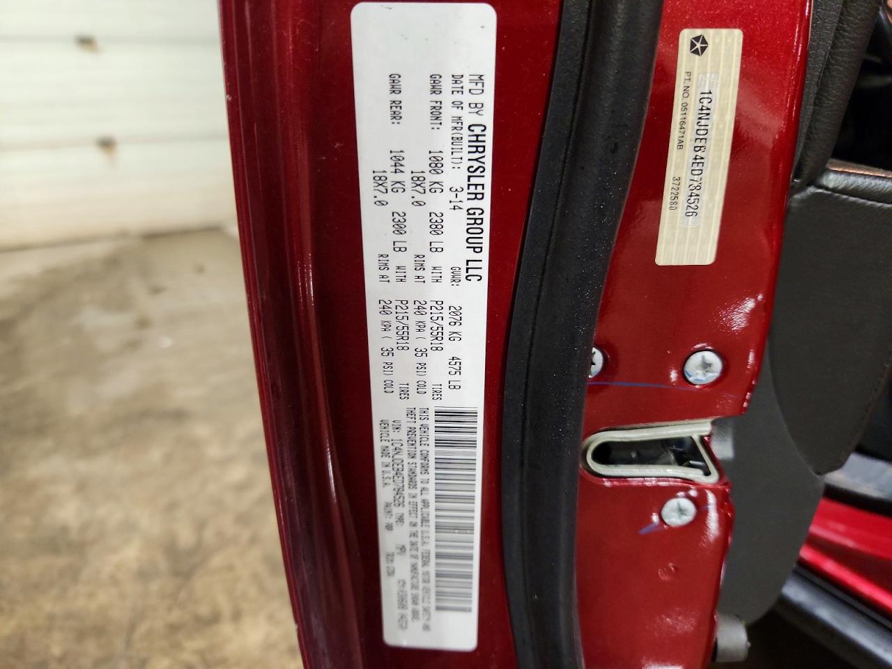 2014 Jeep Compass Latitude Red vin: 1C4NJDEB4ED784526
