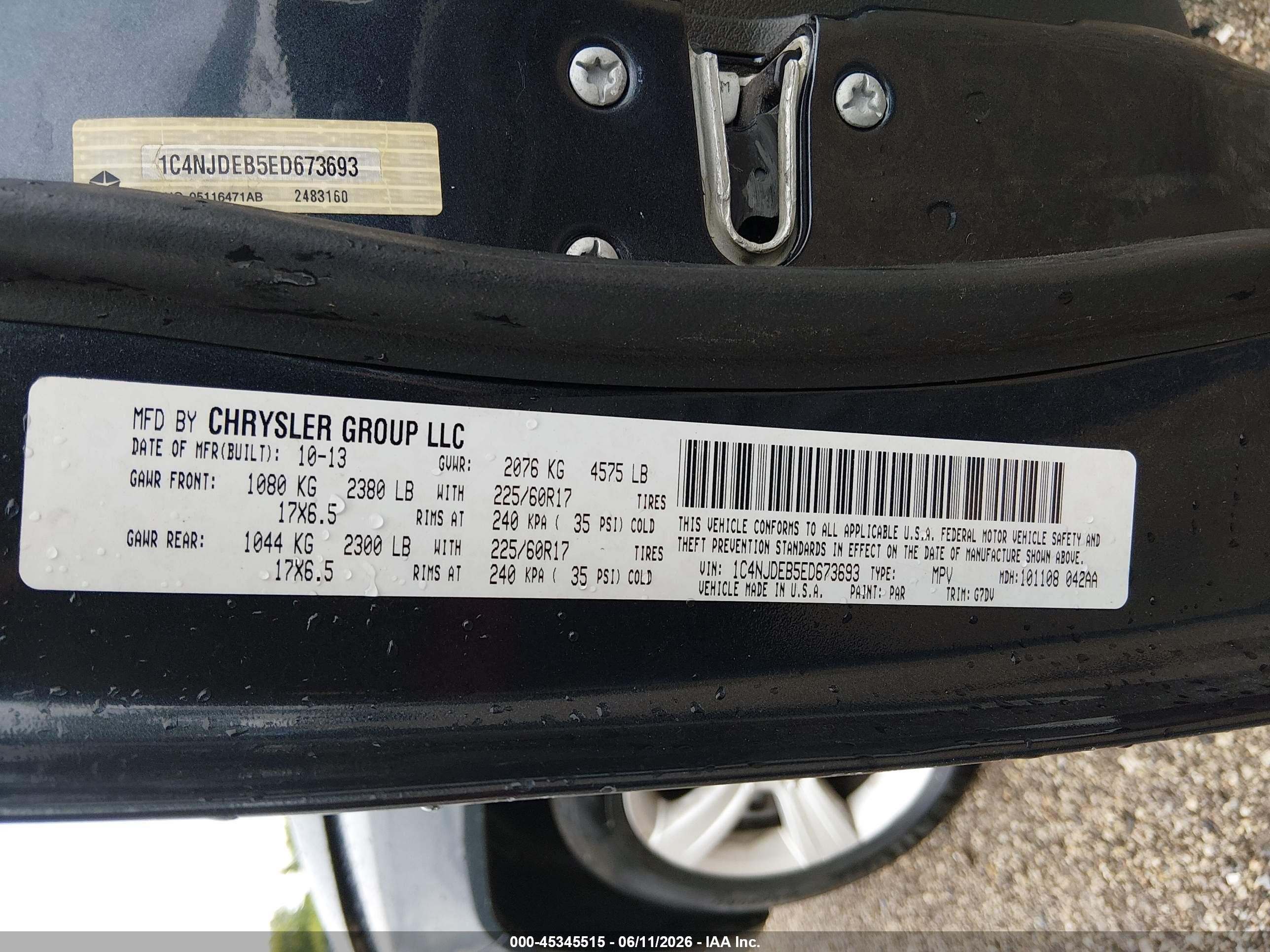 2014 Jeep Compass Latitude Gray vin: 1C4NJDEB5ED673693