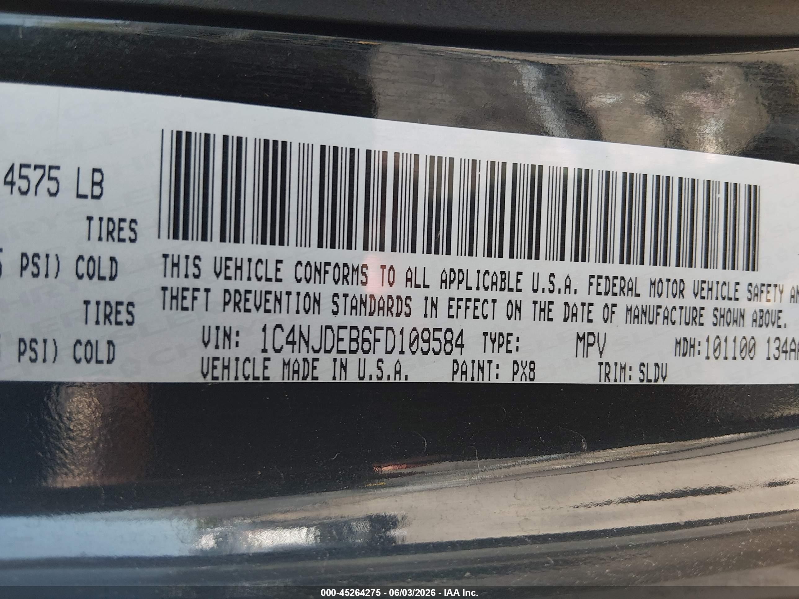 2015 Jeep Compass High Altitude Edition Black vin: 1C4NJDEB6FD109584