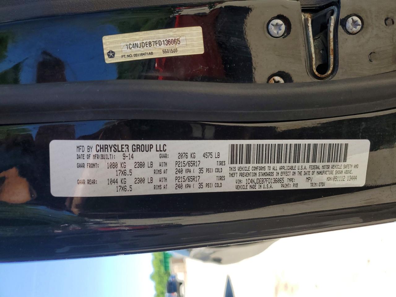 2015 Jeep Compass Latitude Black vin: 1C4NJDEB7FD136065