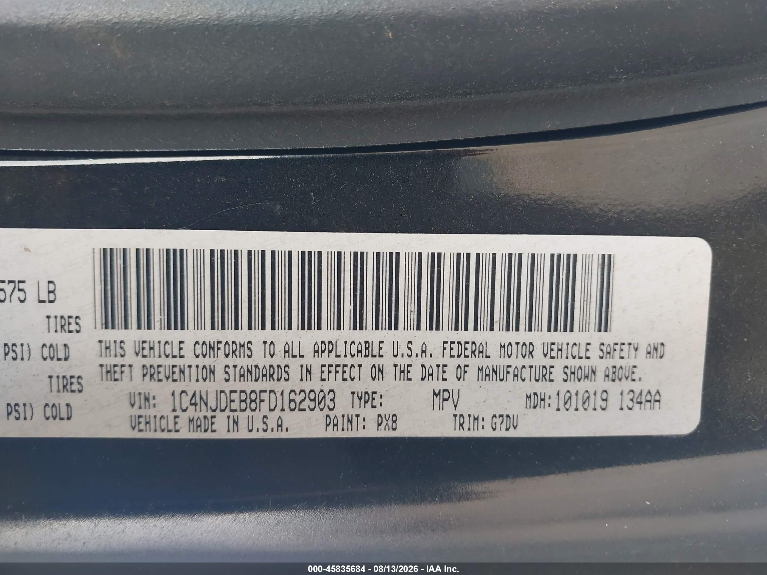 2015 Jeep Compass Latitude Black vin: 1C4NJDEB8FD162903