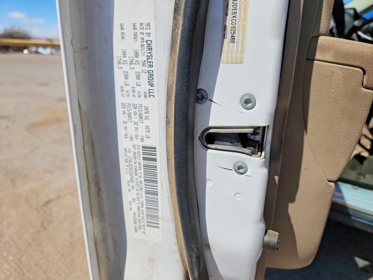 2012 Jeep Compass Белый vin: 1C4NJDEBXCD625460