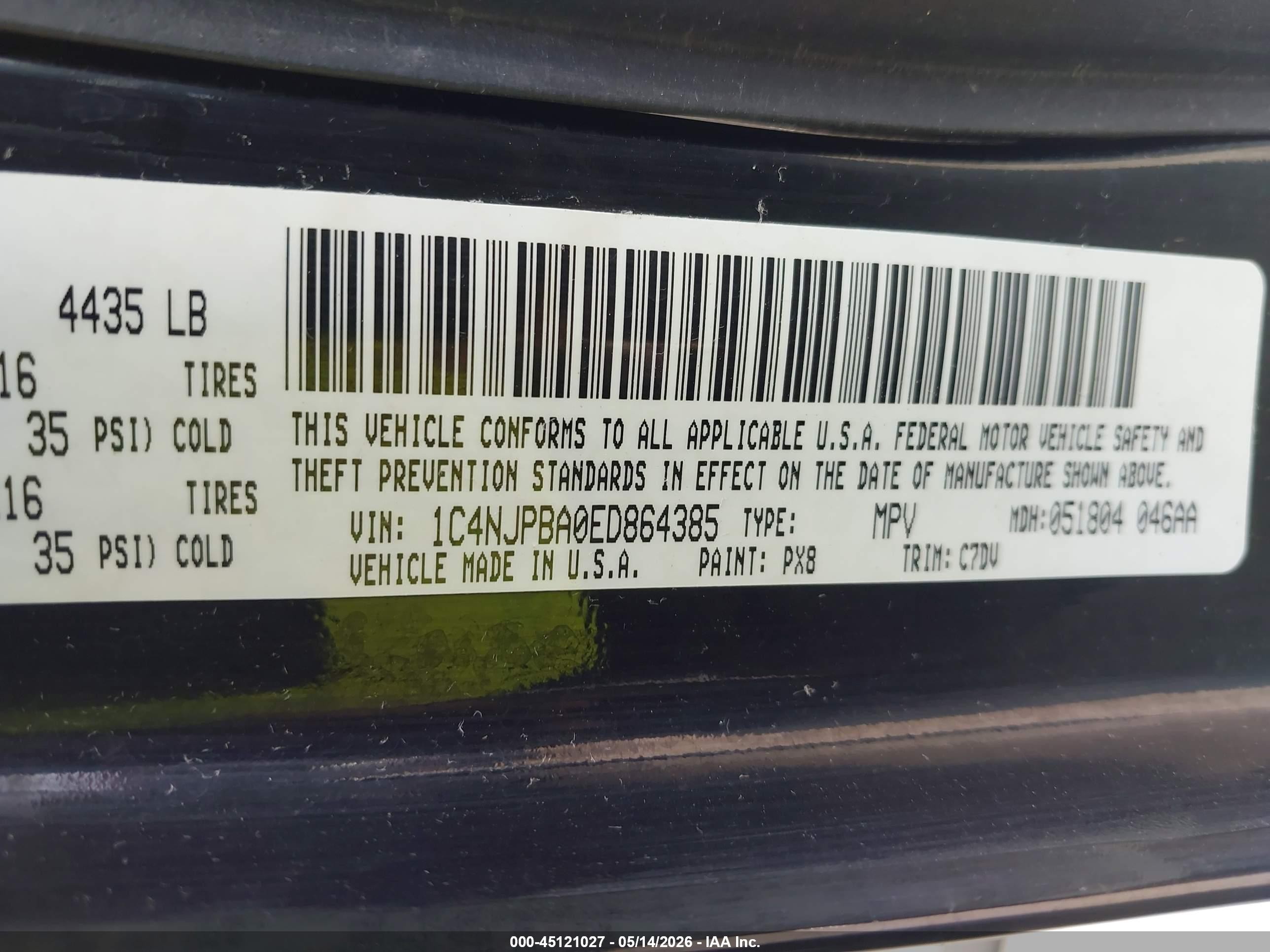 2014 Jeep Patriot Sport Black vin: 1C4NJPBA0ED864385