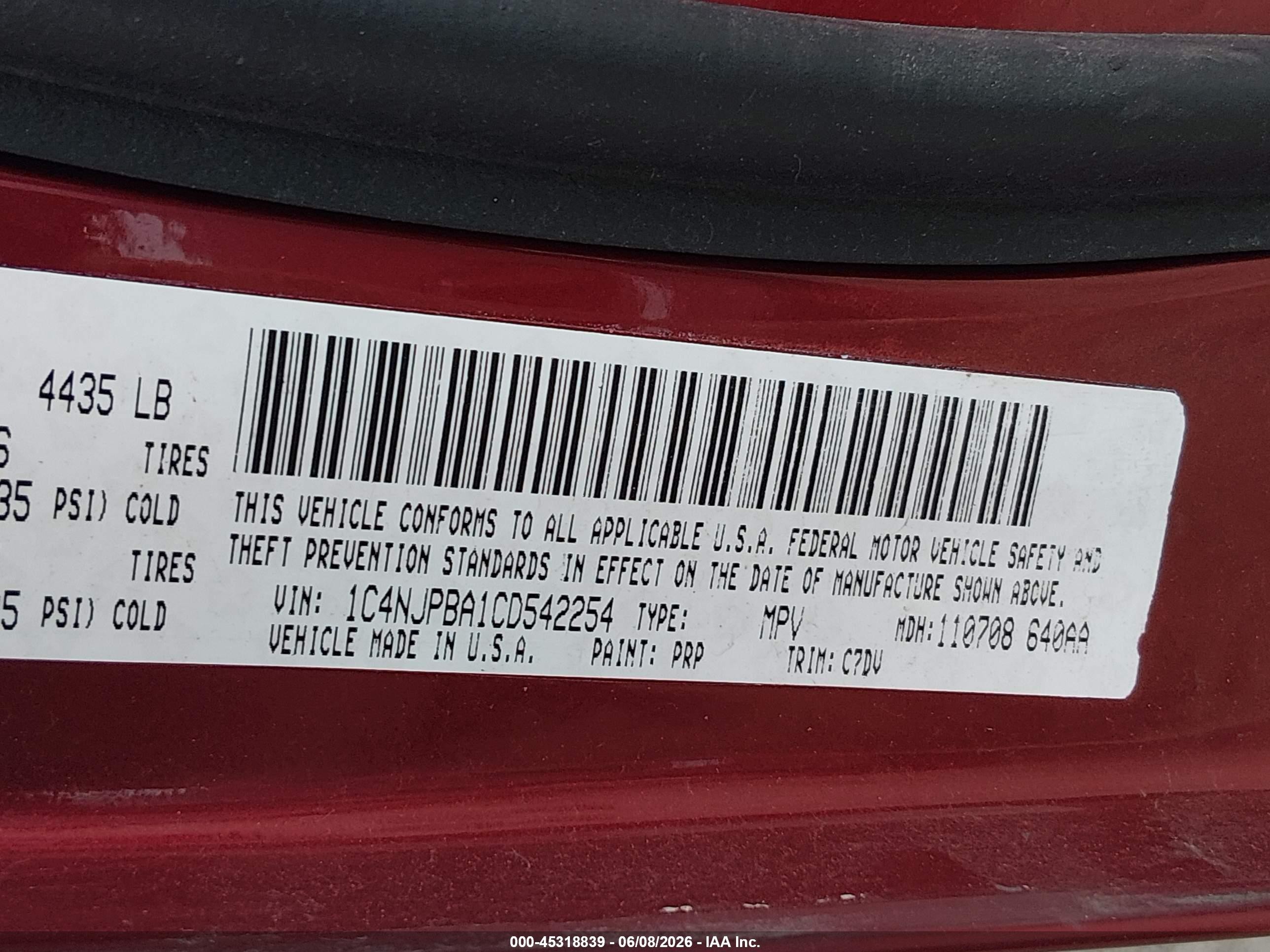 2012 Jeep Patriot Sport Красный vin: 1C4NJPBA1CD542254