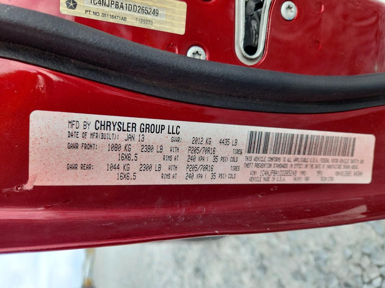 2013 Jeep Patriot Sport Red vin: 1C4NJPBA1DD265249