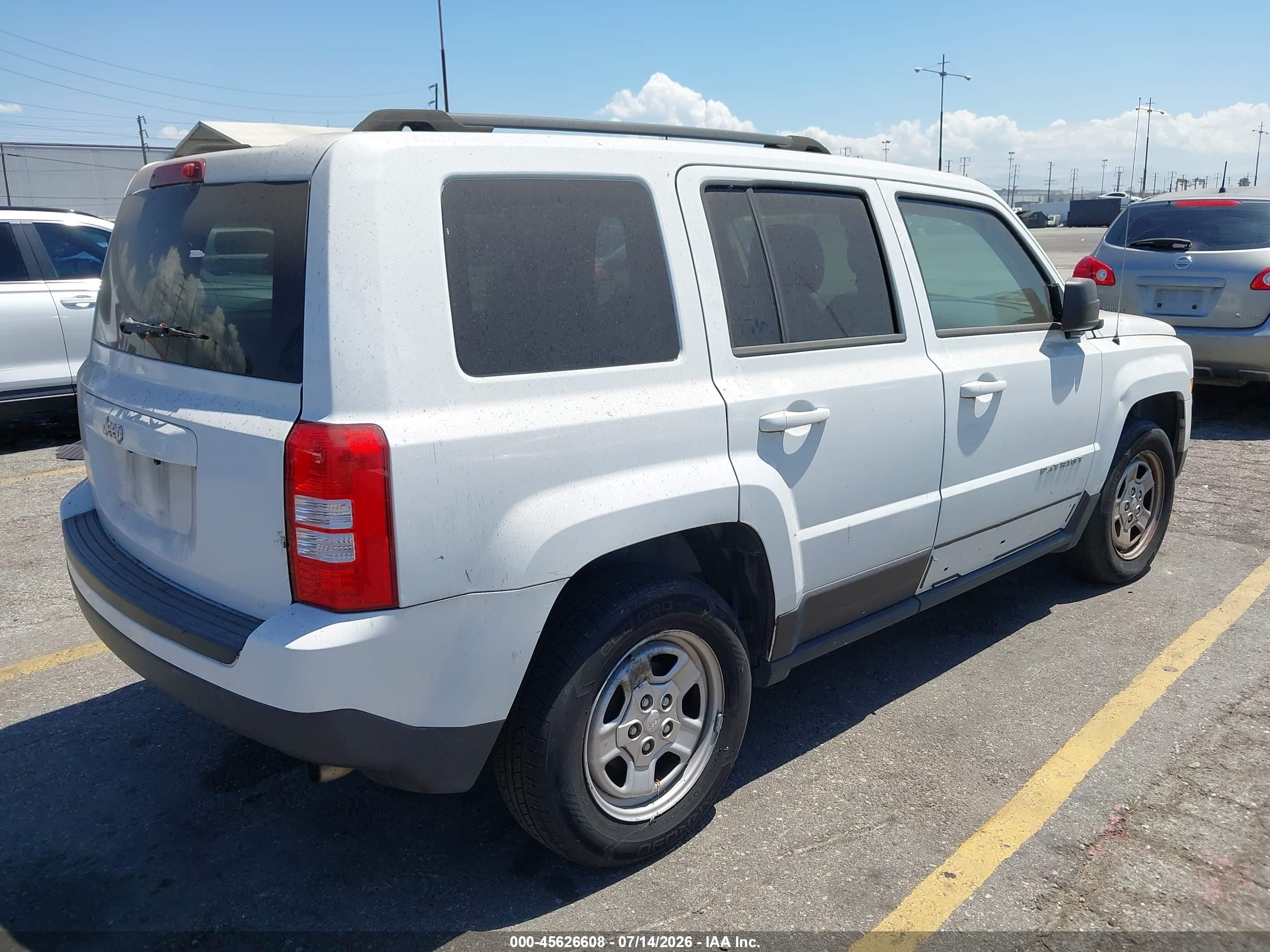 2015 Jeep Patriot Sport White vin: 1C4NJPBA1FD235431