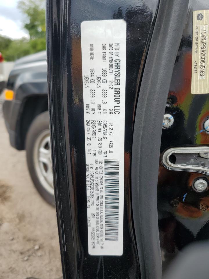 2012 Jeep Patriot Black vin: 1C4NJPBA2CD615163