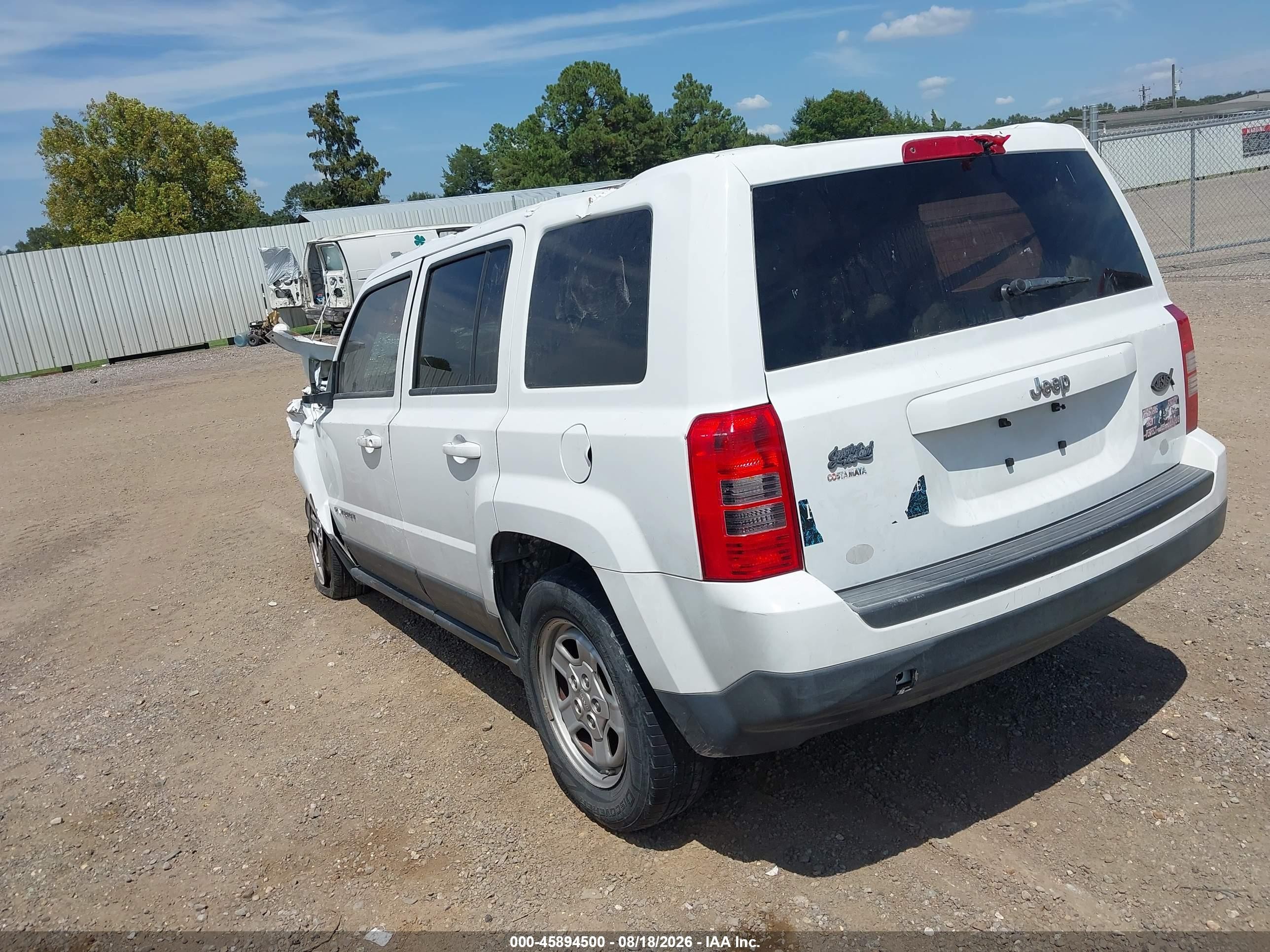 2012 Jeep Patriot Sport White vin: 1C4NJPBA2CD674214