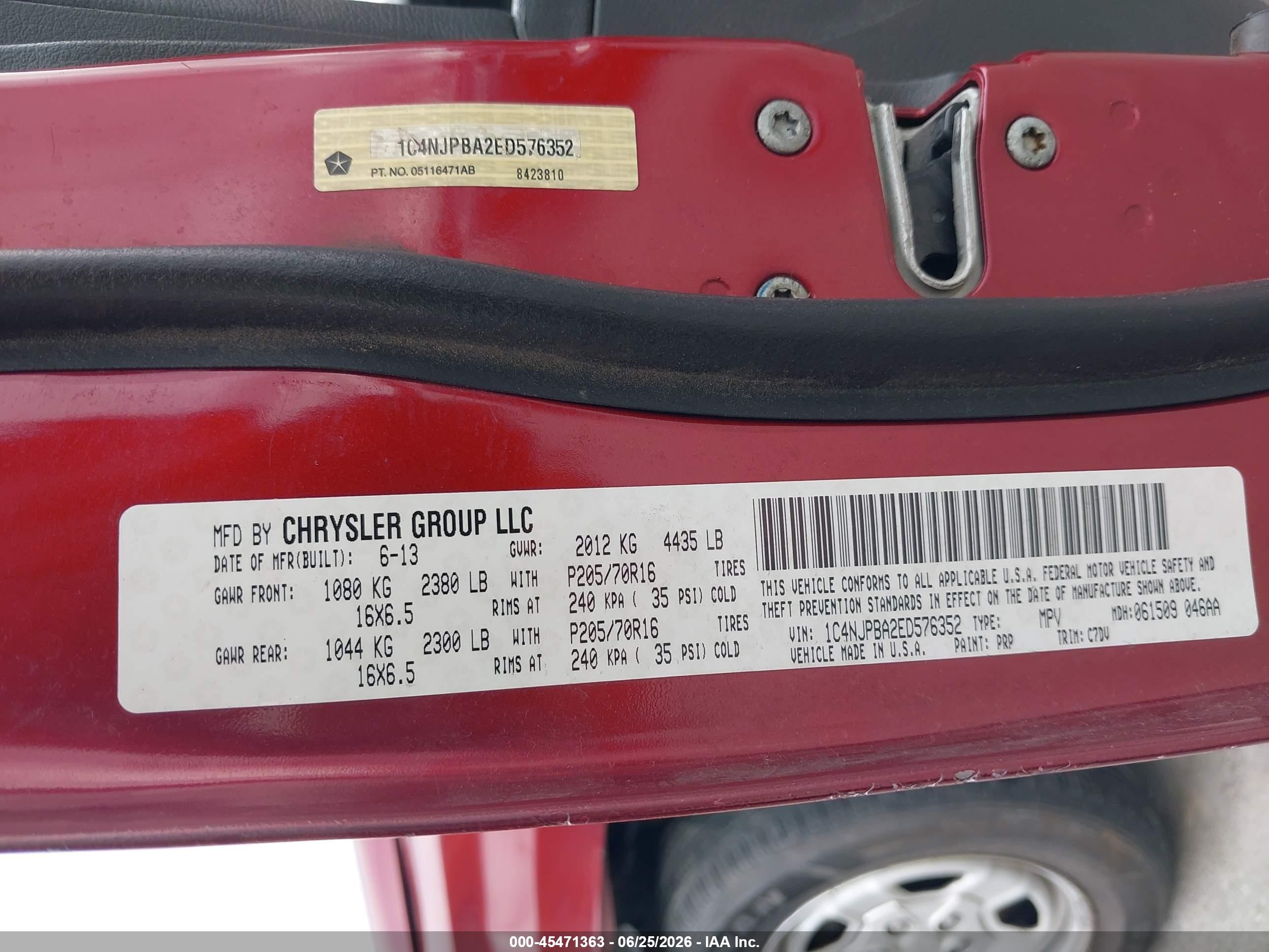 2014 Jeep Patriot Sport Red vin: 1C4NJPBA2ED576352