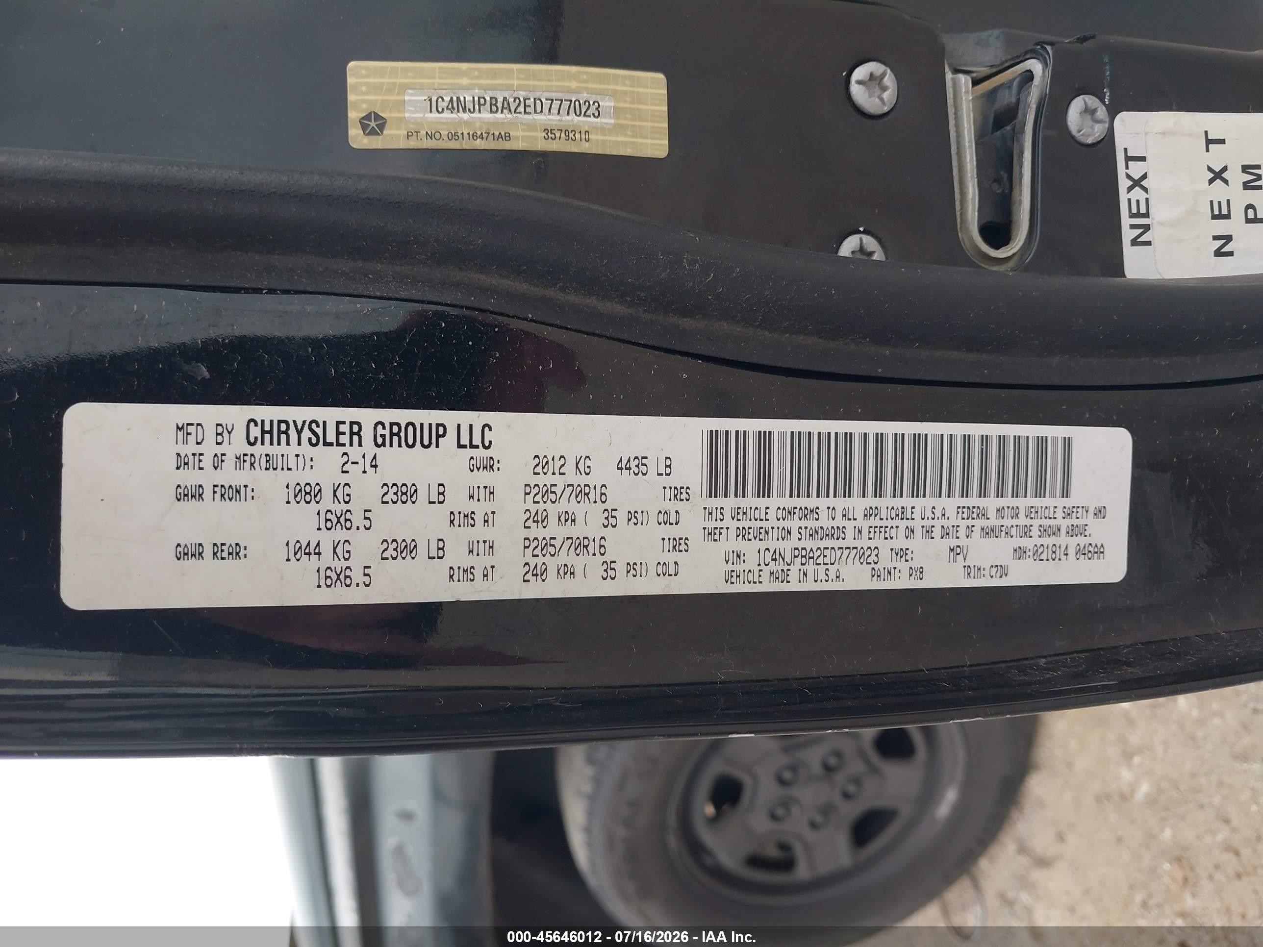 2014 Jeep Patriot Sport Black vin: 1C4NJPBA2ED777023