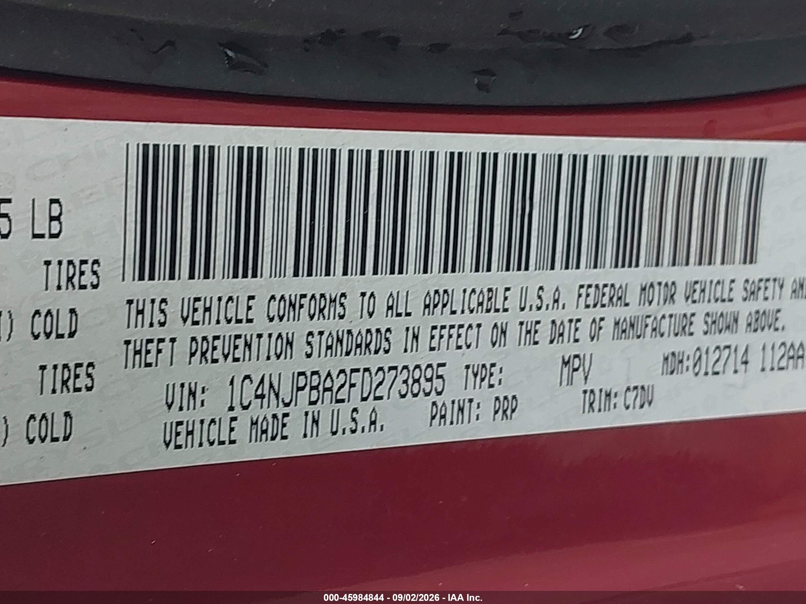 2015 Jeep Patriot Altitude Edition Red vin: 1C4NJPBA2FD273895