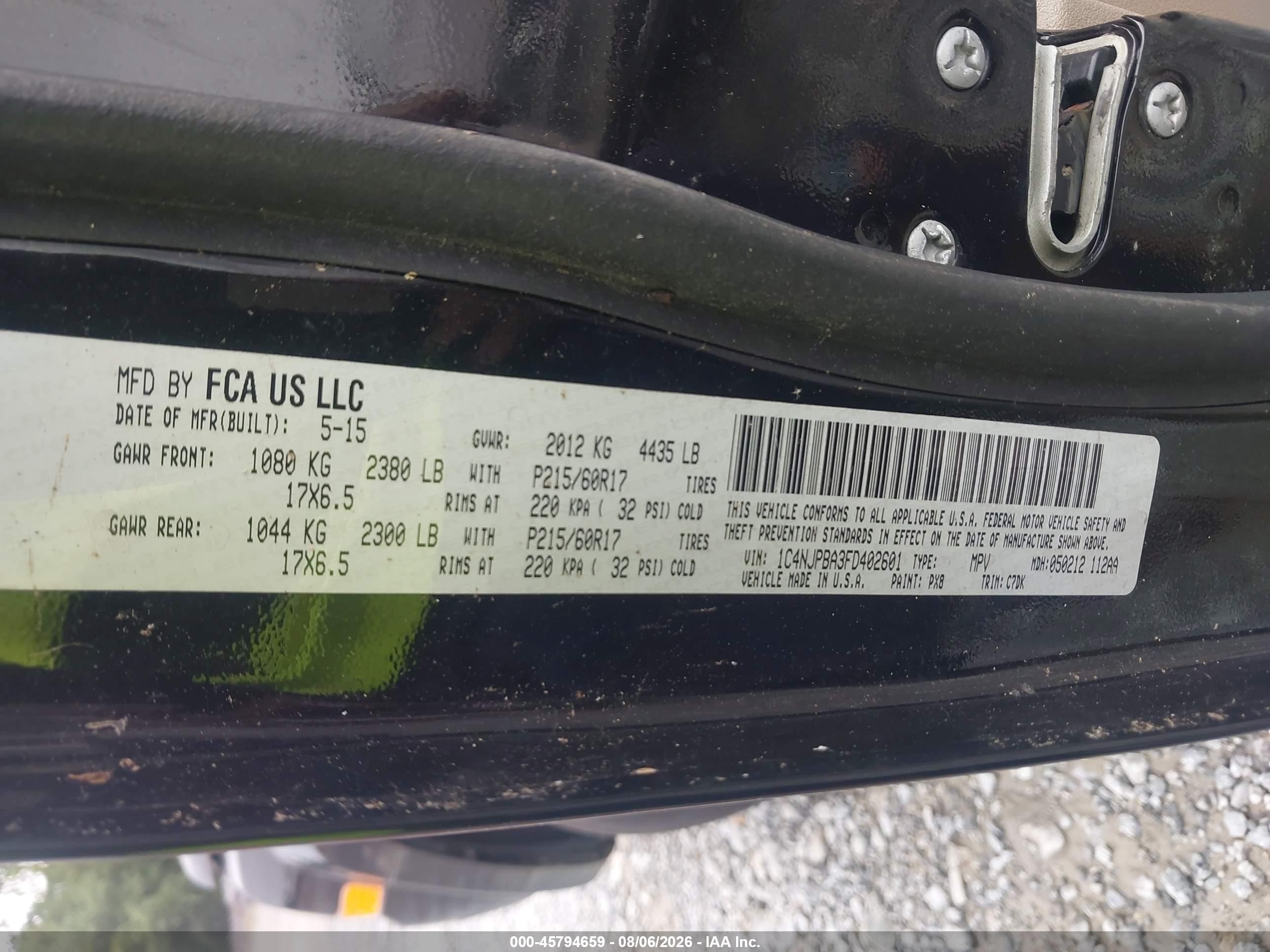2015 Jeep Patriot Altitude Edition Черный vin: 1C4NJPBA3FD402601