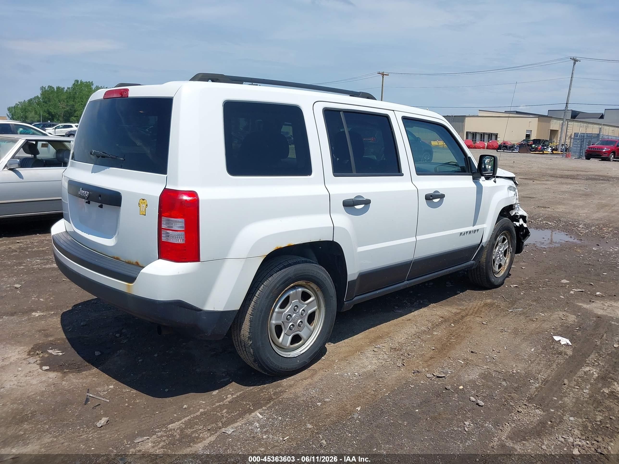 2015 Jeep Patriot Sport Белый vin: 1C4NJPBA4FD219367