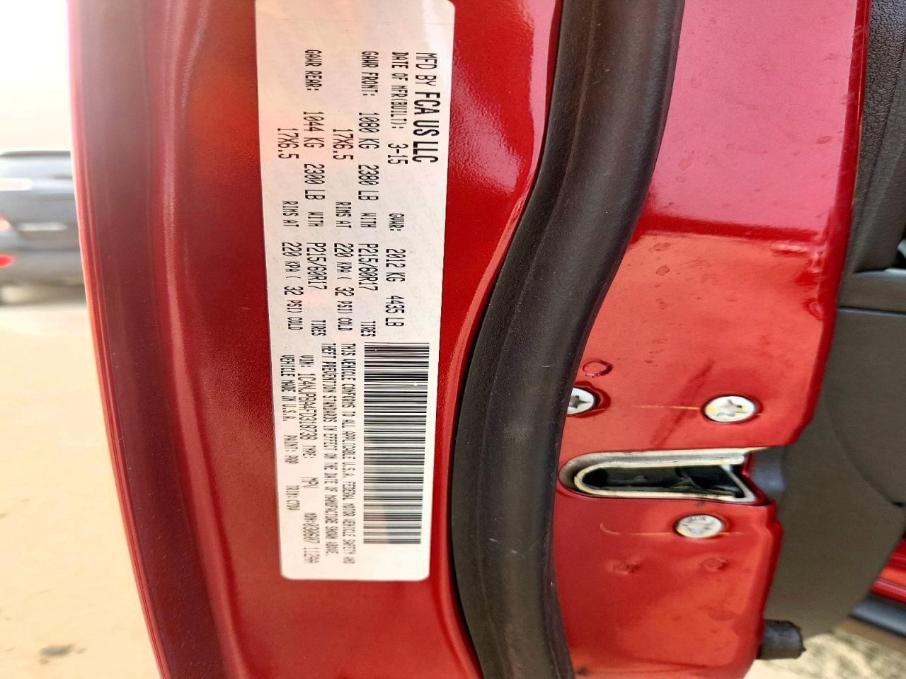 2015 Jeep Patriot Sport Red vin: 1C4NJPBA4FD318738