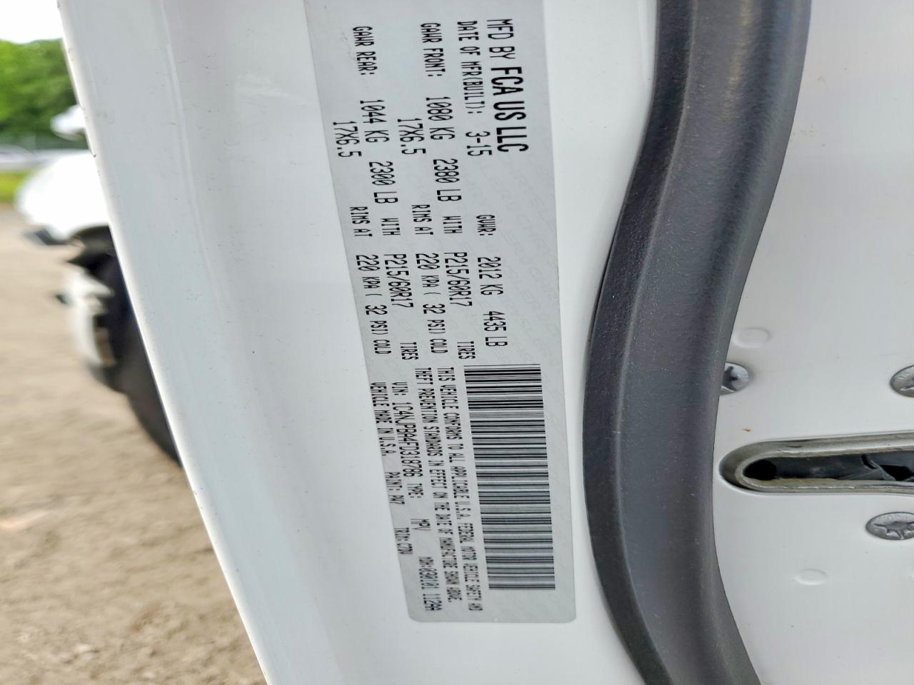 2015 Jeep Patriot Sport White vin: 1C4NJPBA4FD318786