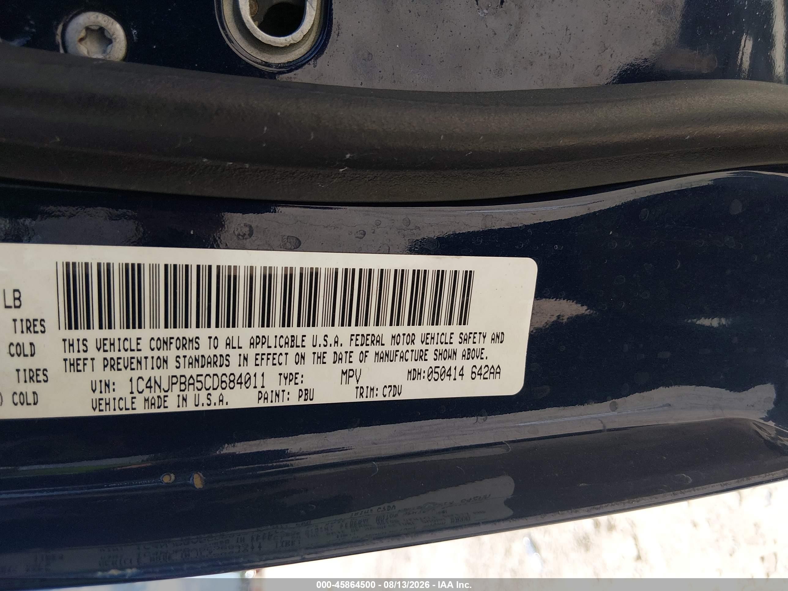 2012 Jeep Patriot Sport Blue vin: 1C4NJPBA5CD684011