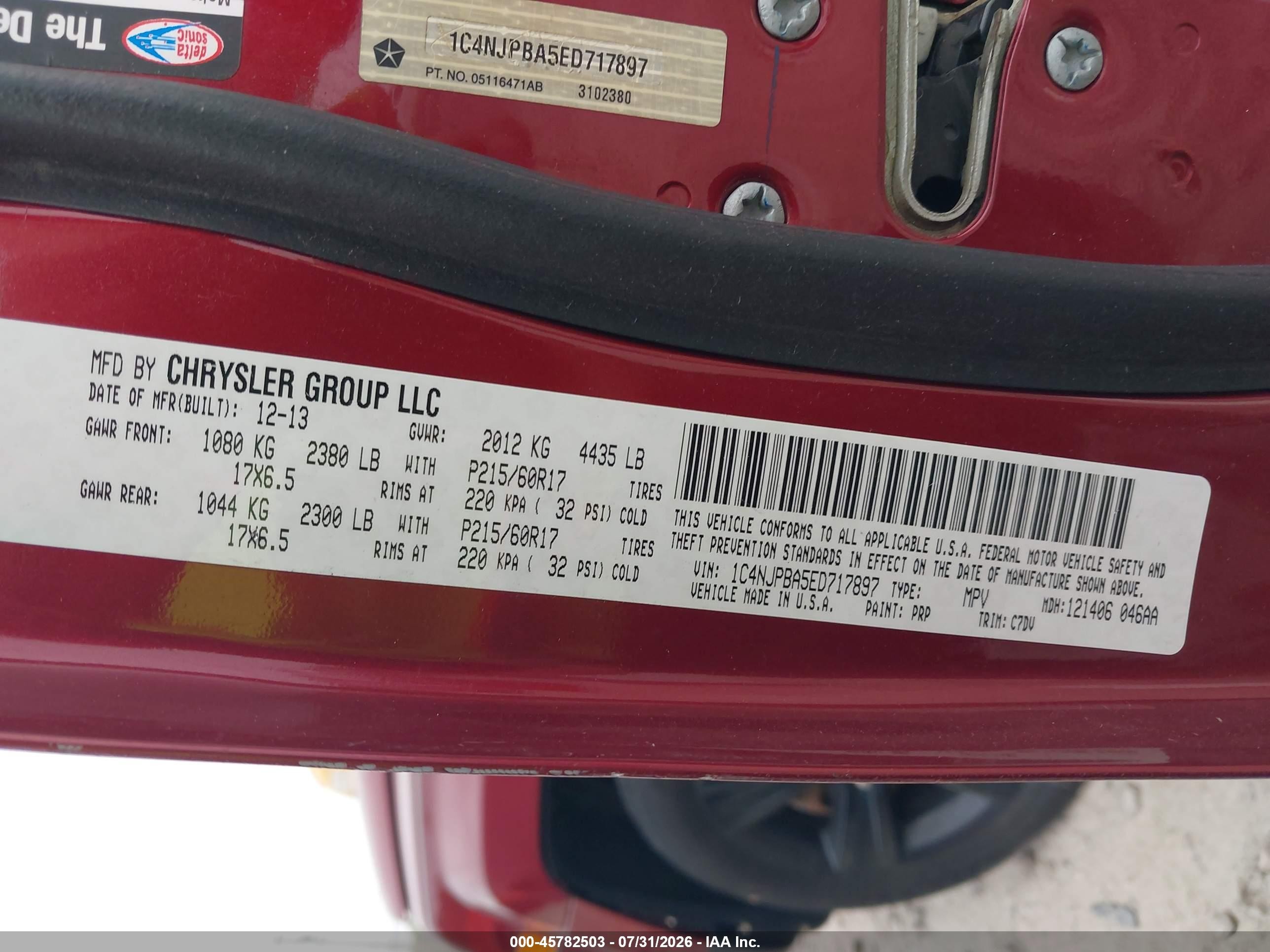 2014 Jeep Patriot Altitude Maroon vin: 1C4NJPBA5ED717897