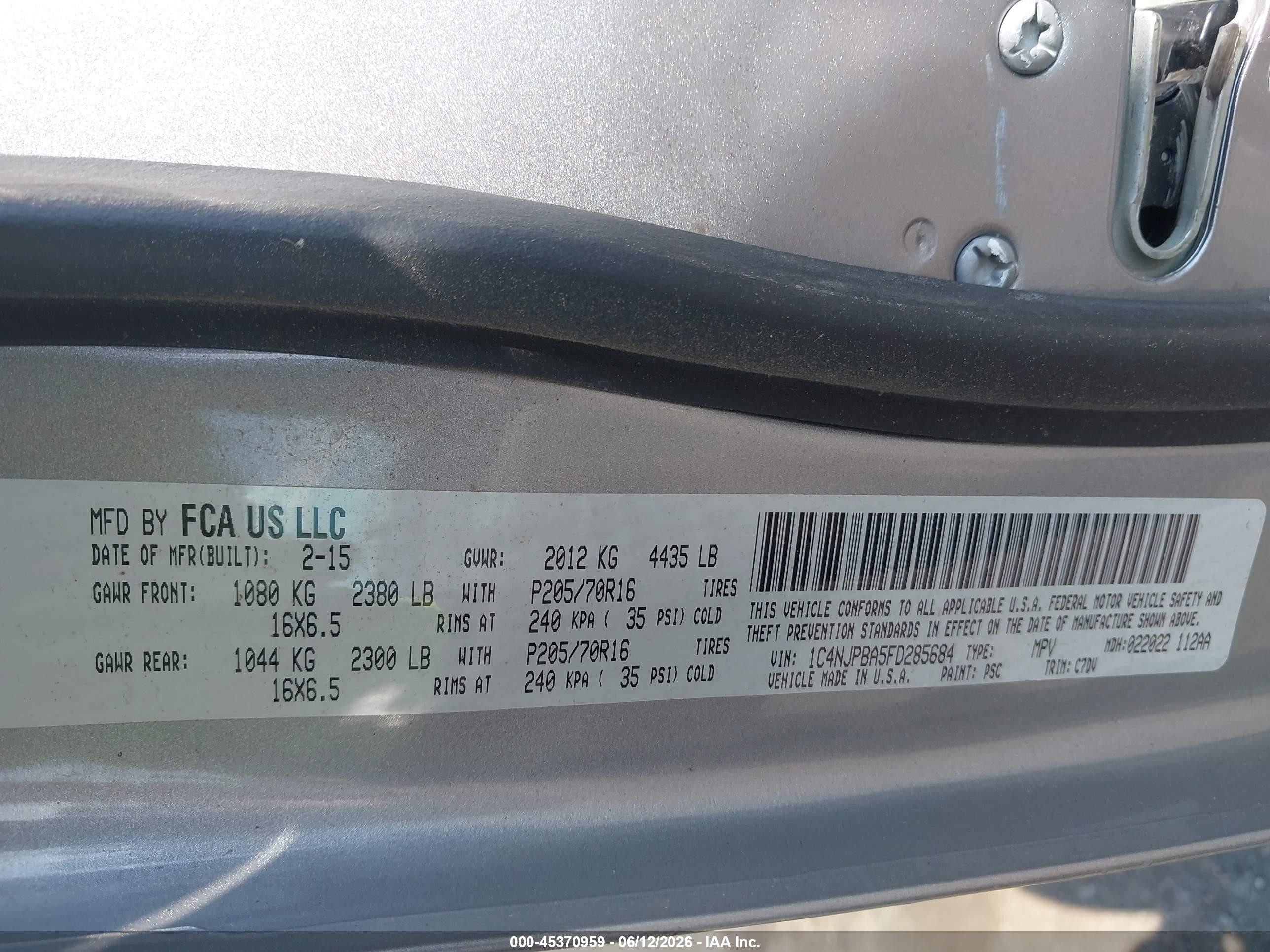 2015 Jeep Patriot Sport Silver vin: 1C4NJPBA5FD285684