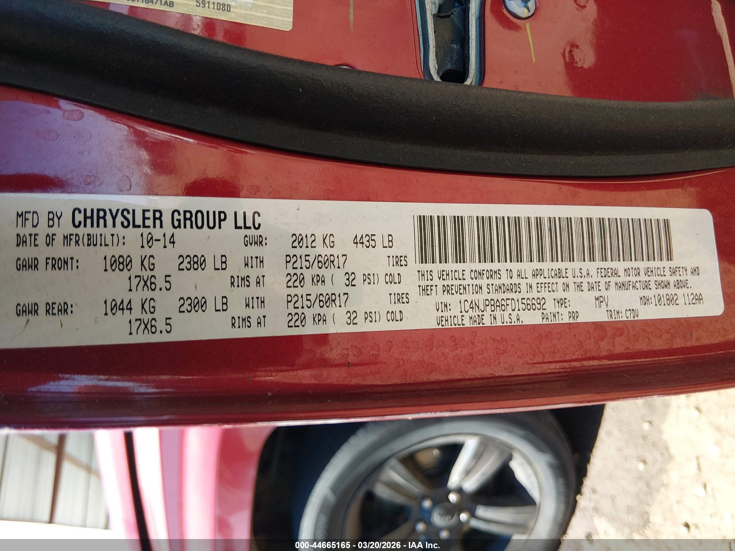 2015 Jeep Patriot Altitude Edition Red vin: 1C4NJPBA6FD156692