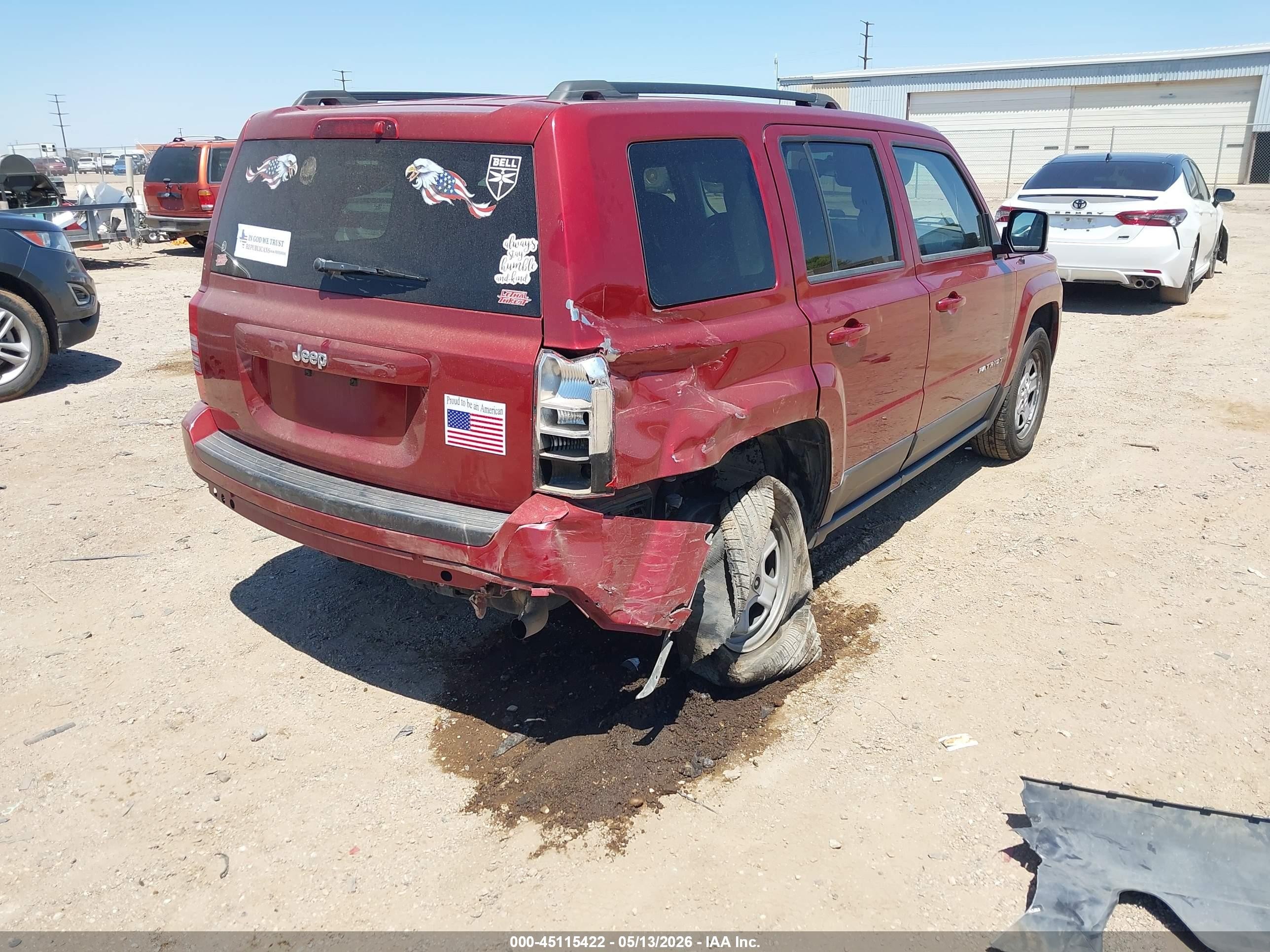 2015 Jeep Patriot Sport Red vin: 1C4NJPBA6FD247302
