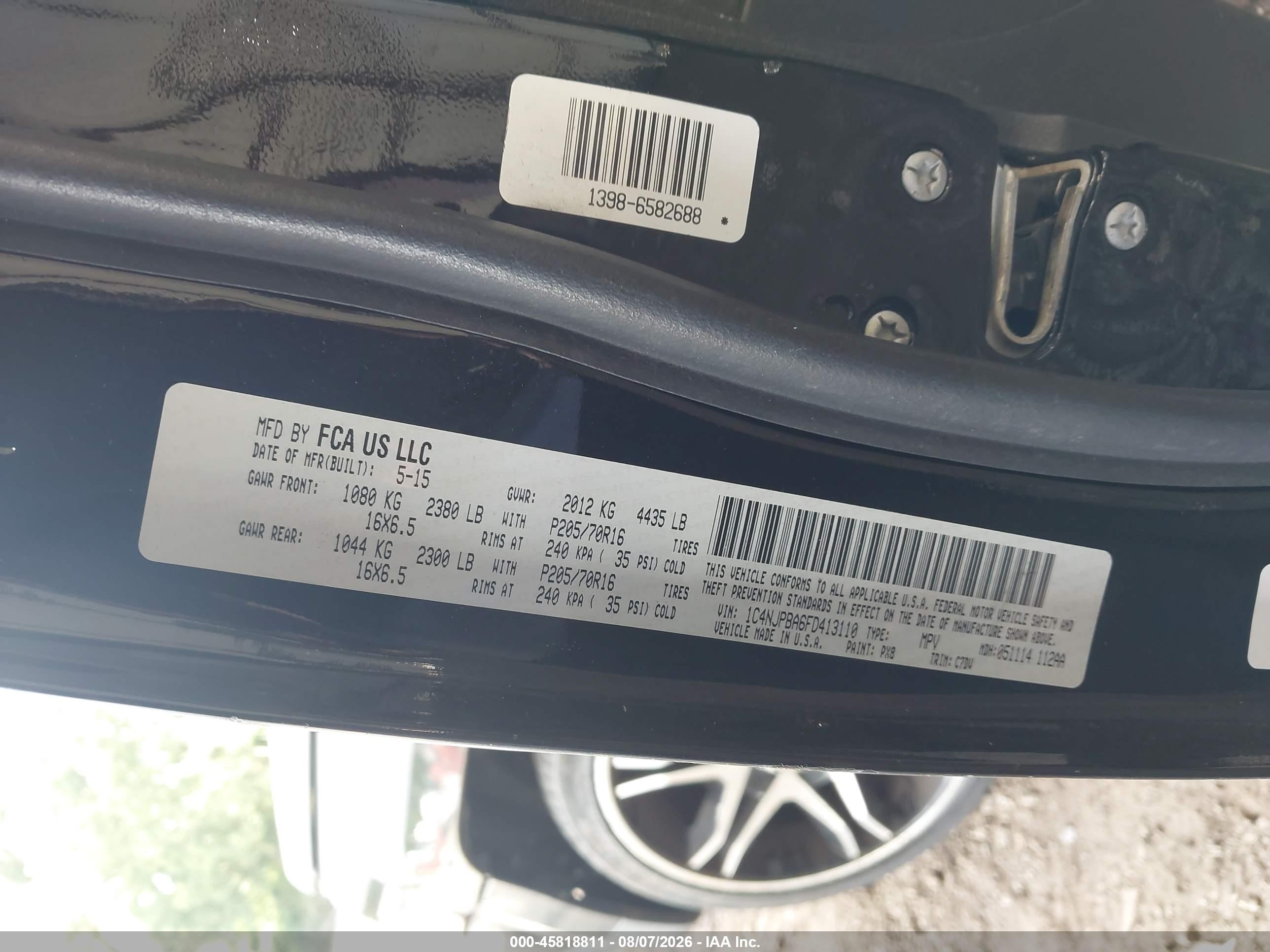 2015 Jeep Patriot Sport Черный vin: 1C4NJPBA6FD413110
