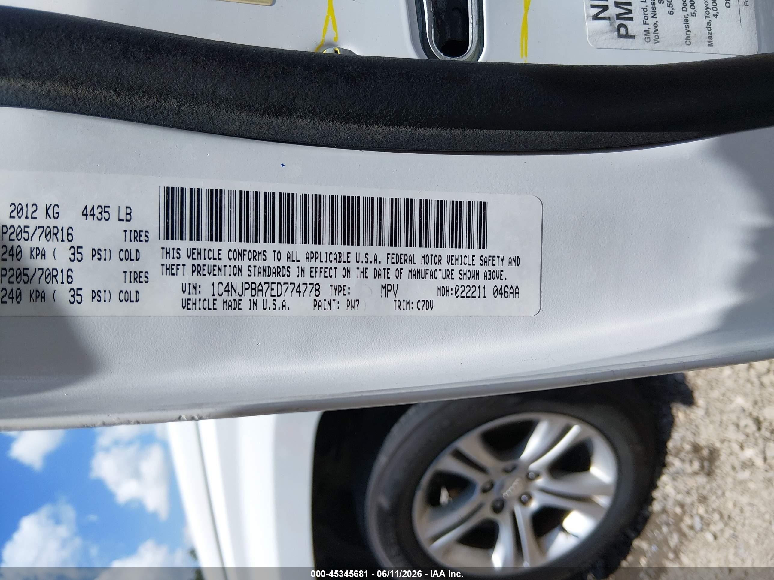 2014 Jeep Patriot Sport White vin: 1C4NJPBA7ED774778