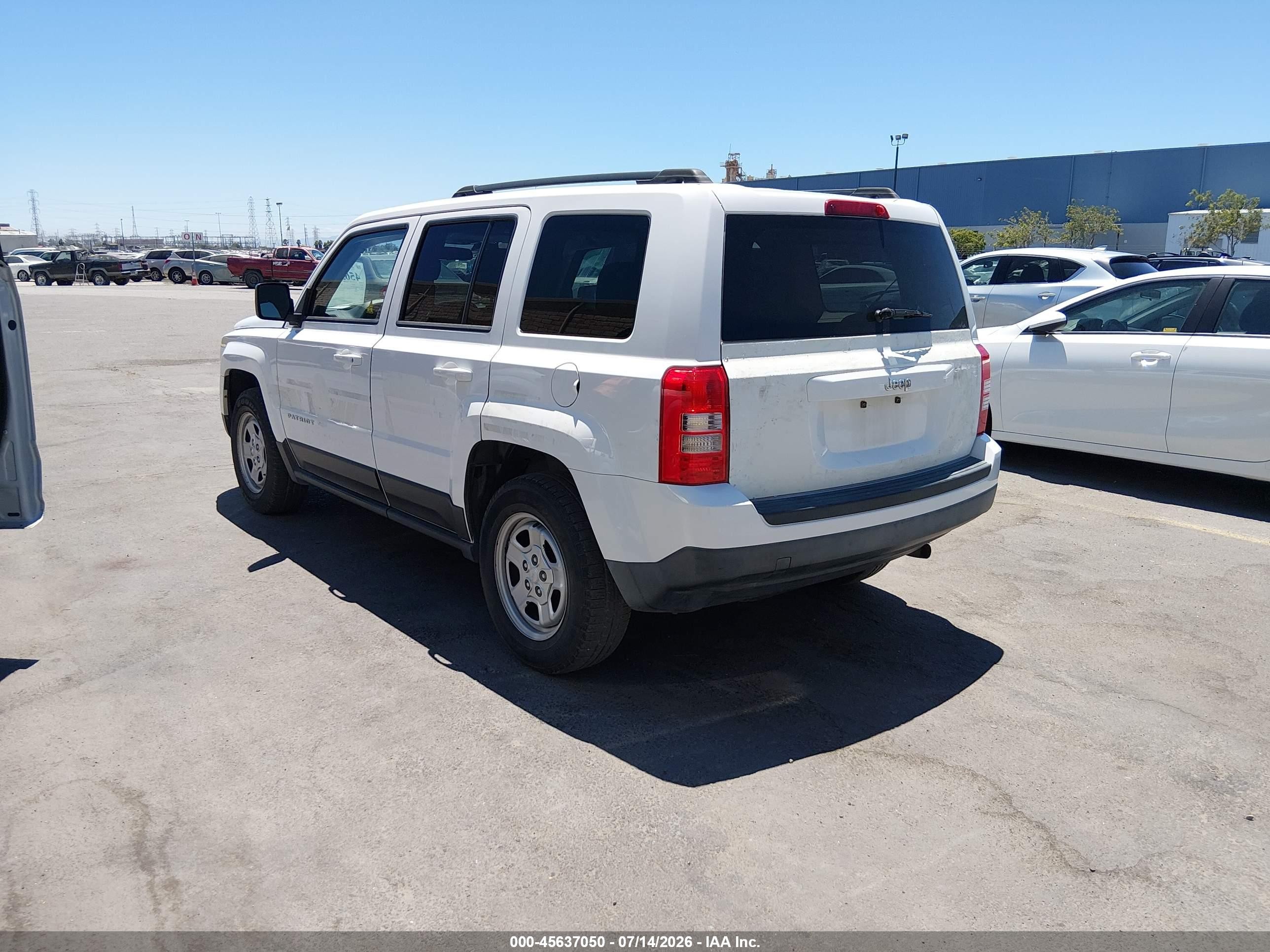 2014 Jeep Patriot Sport White vin: 1C4NJPBA7ED864349