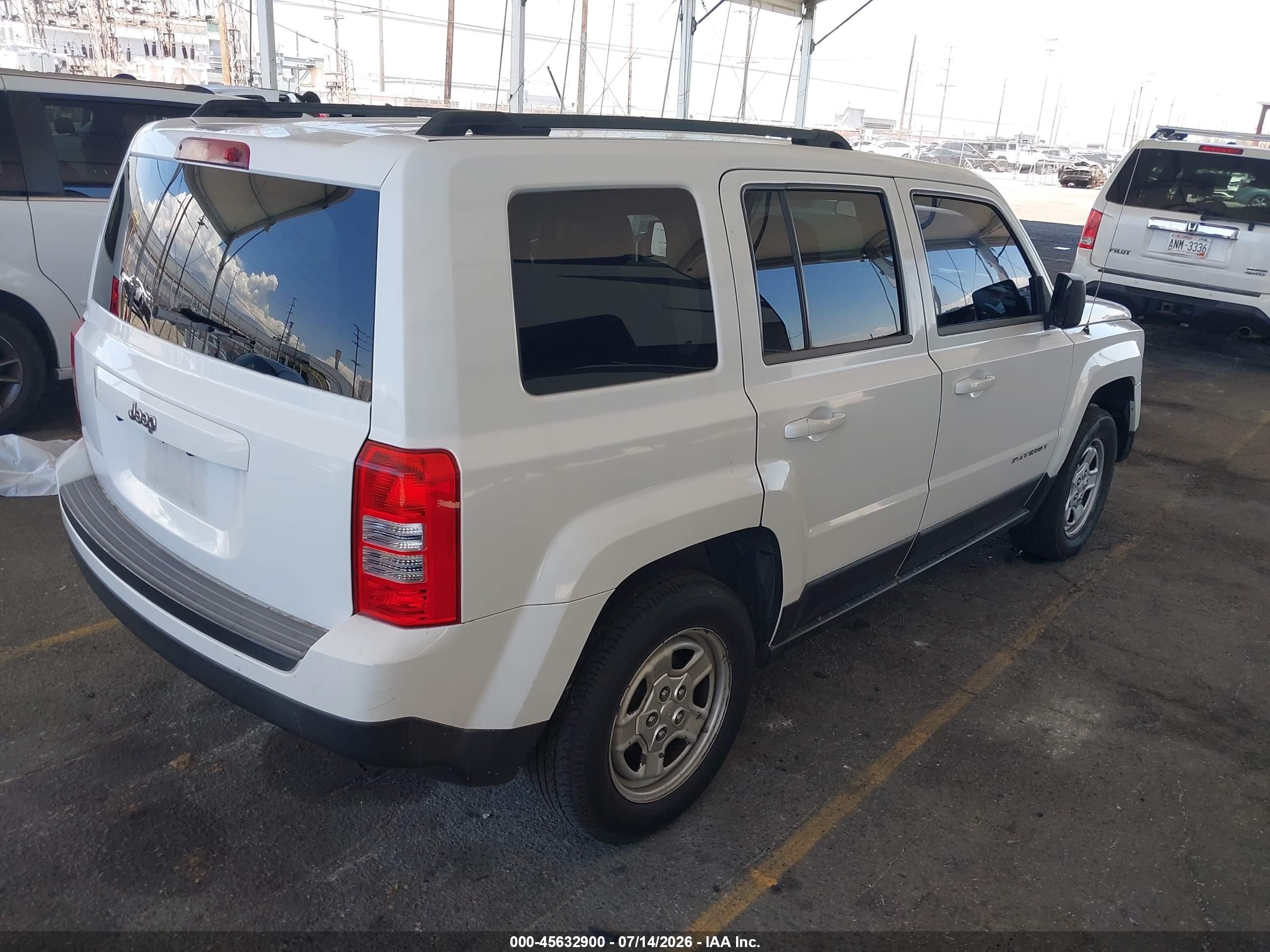 2014 Jeep Patriot Sport White vin: 1C4NJPBA8ED545994