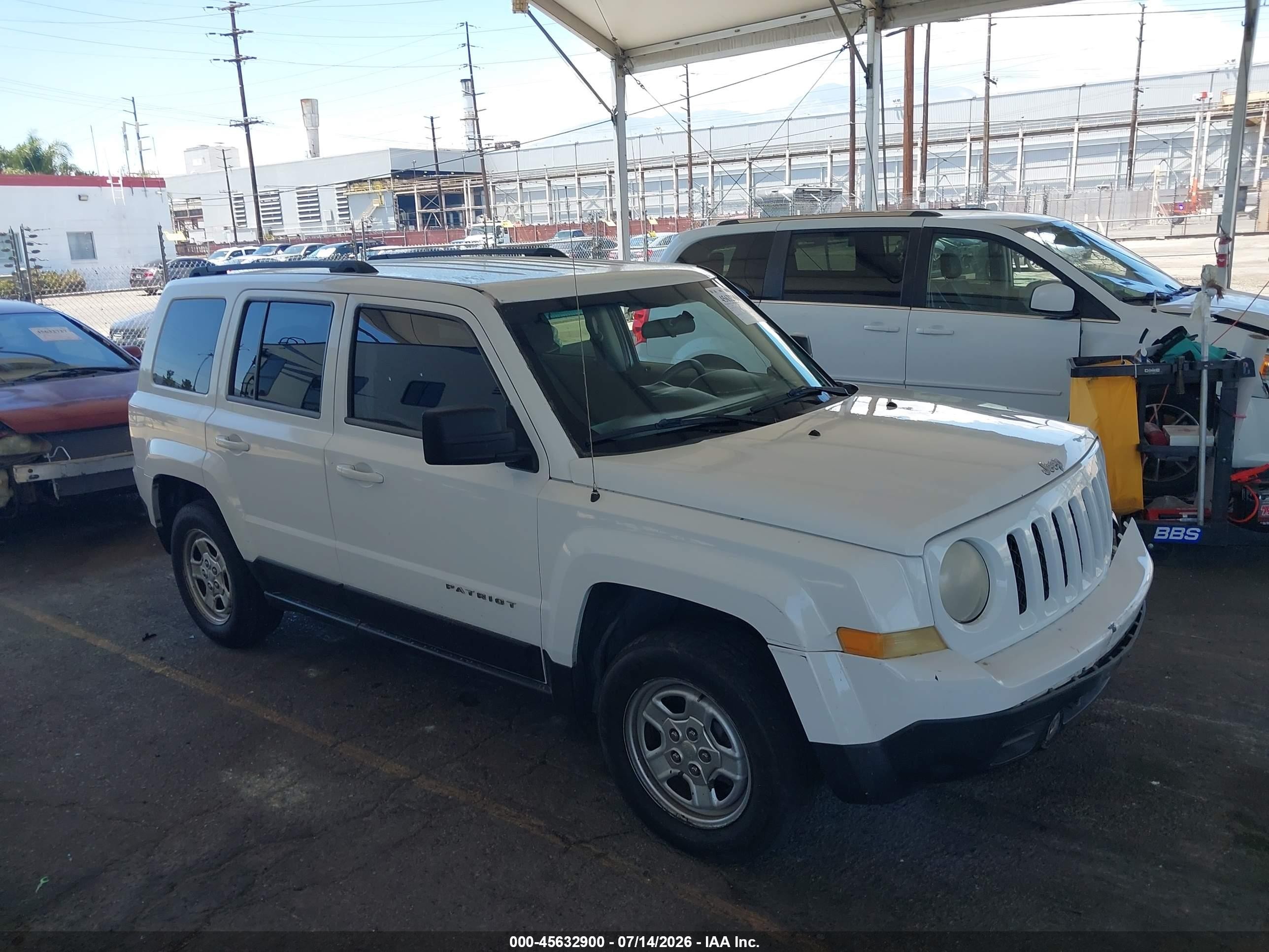 2014 Jeep Patriot Sport White vin: 1C4NJPBA8ED545994