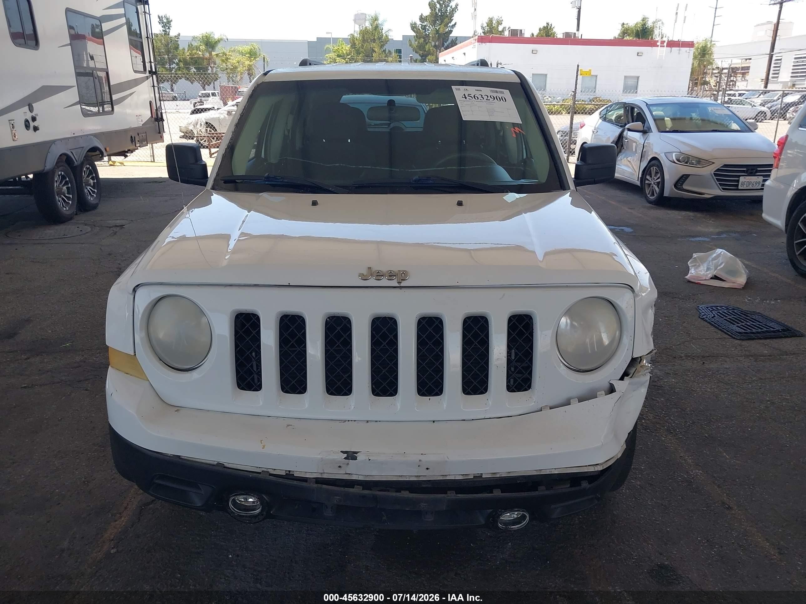 2014 Jeep Patriot Sport White vin: 1C4NJPBA8ED545994
