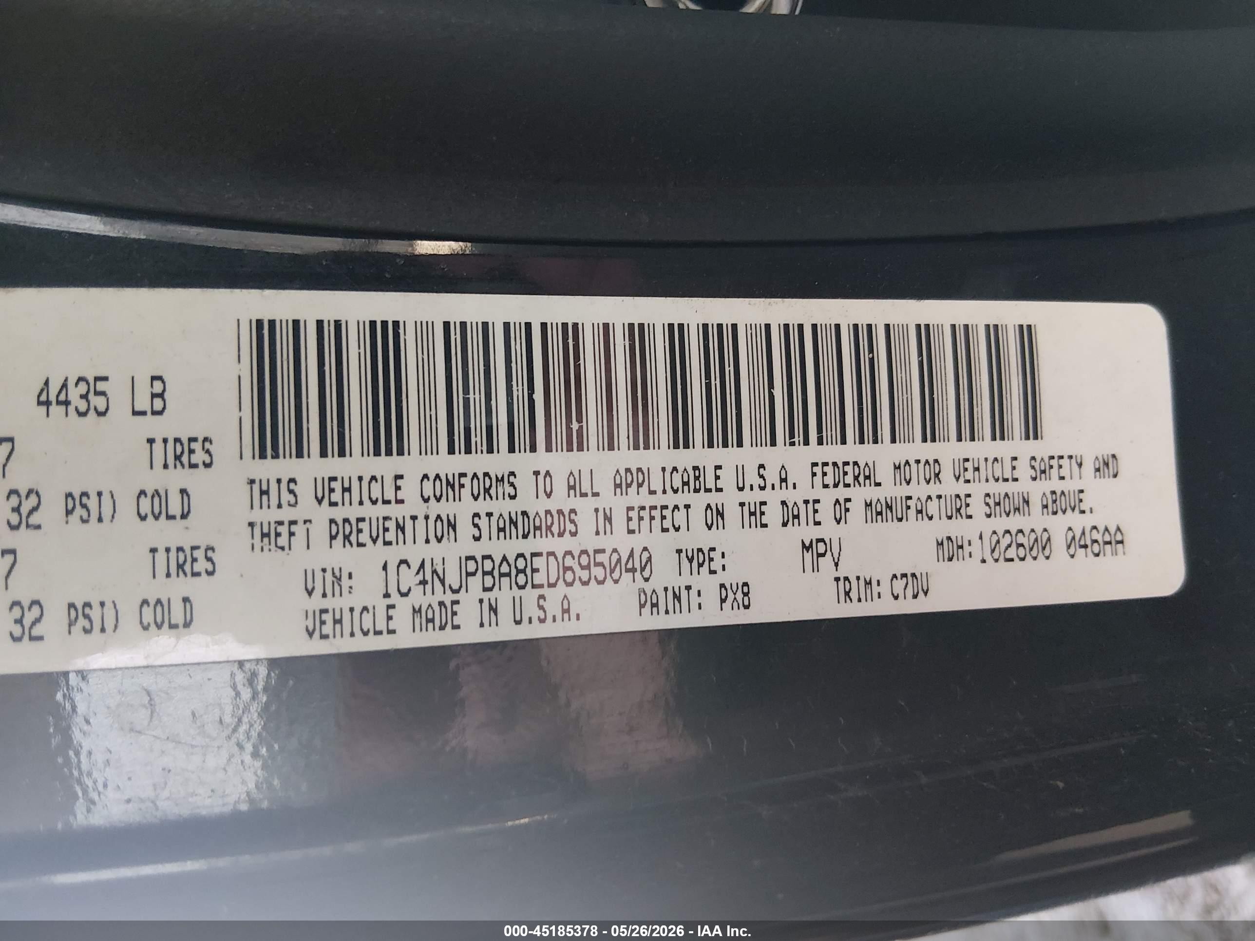 2014 Jeep Patriot Altitude Gray vin: 1C4NJPBA8ED695040