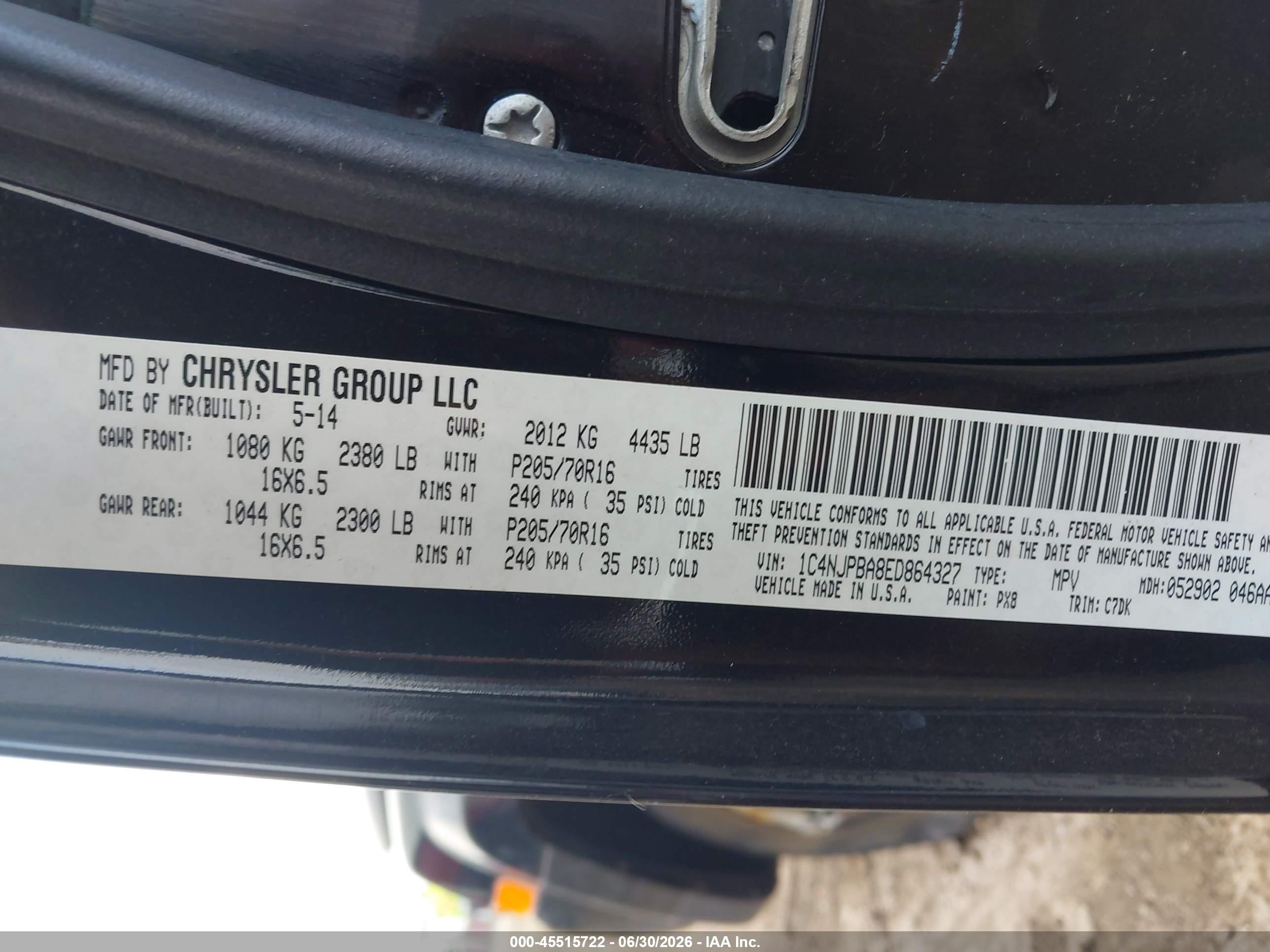 2014 Jeep Patriot Sport Black vin: 1C4NJPBA8ED864327