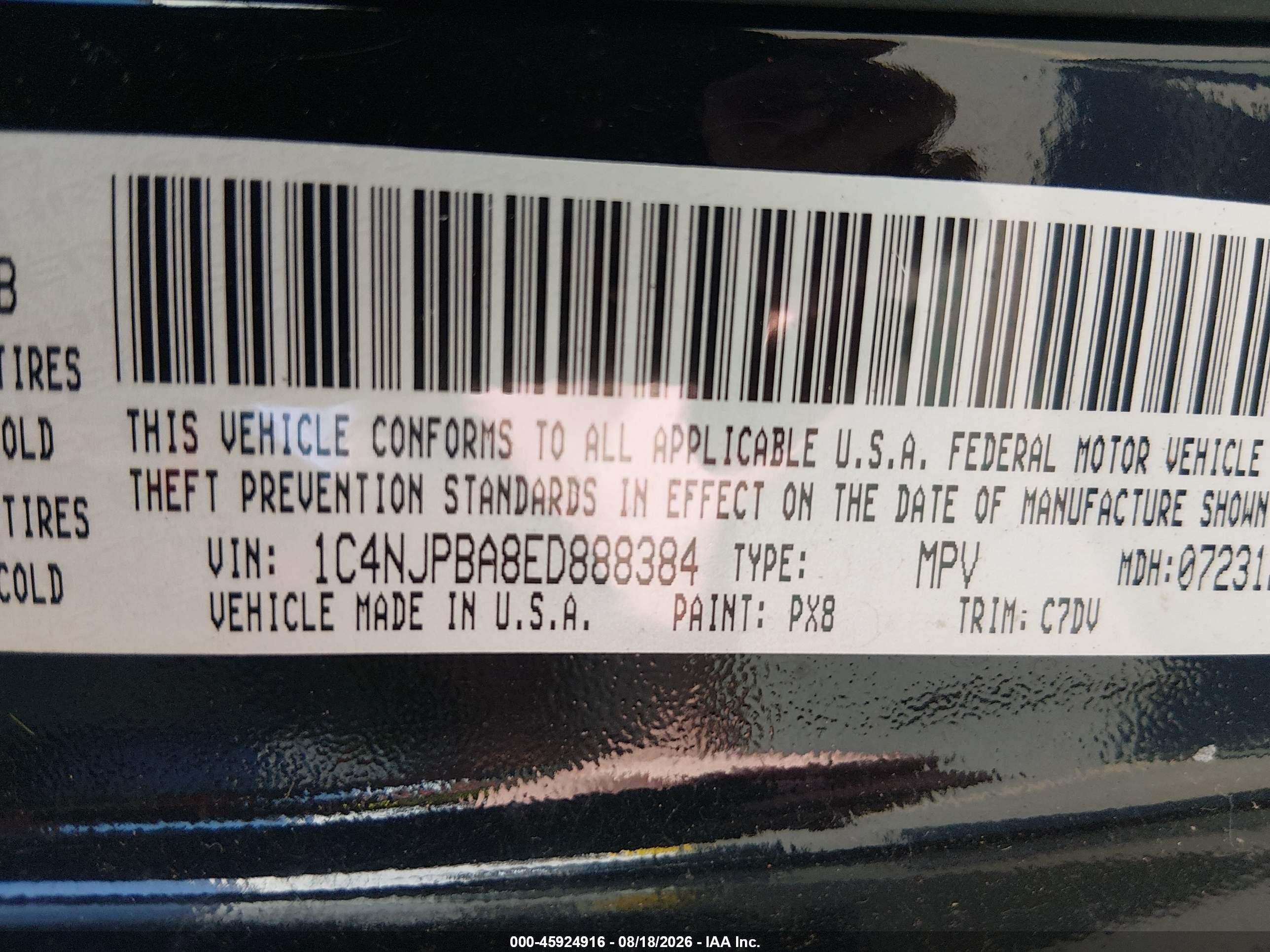 2014 Jeep Patriot Altitude Black vin: 1C4NJPBA8ED888384