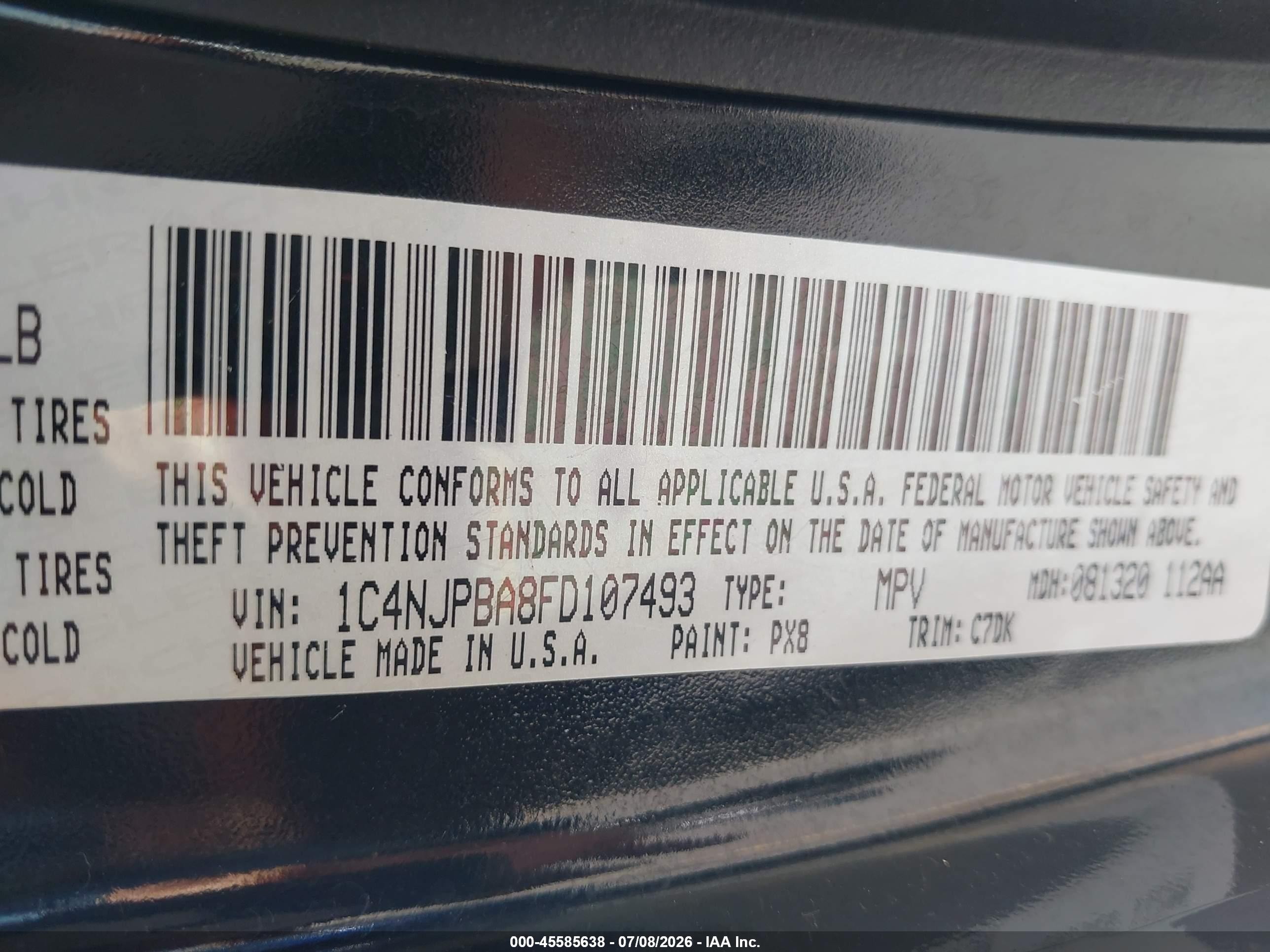 2015 Jeep Patriot Altitude Edition Черный vin: 1C4NJPBA8FD107493
