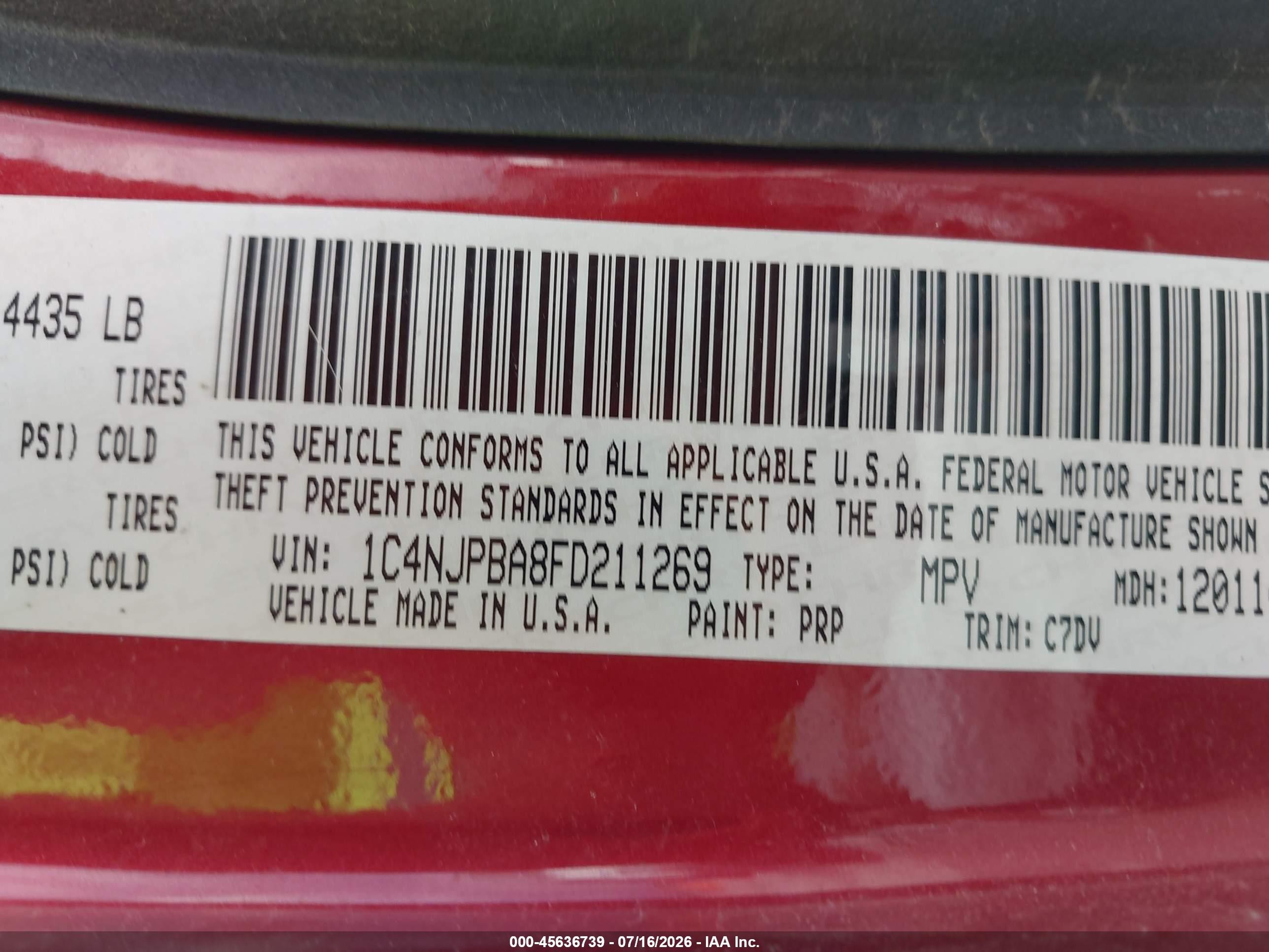 2015 Jeep Patriot Altitude Edition Red vin: 1C4NJPBA8FD211269