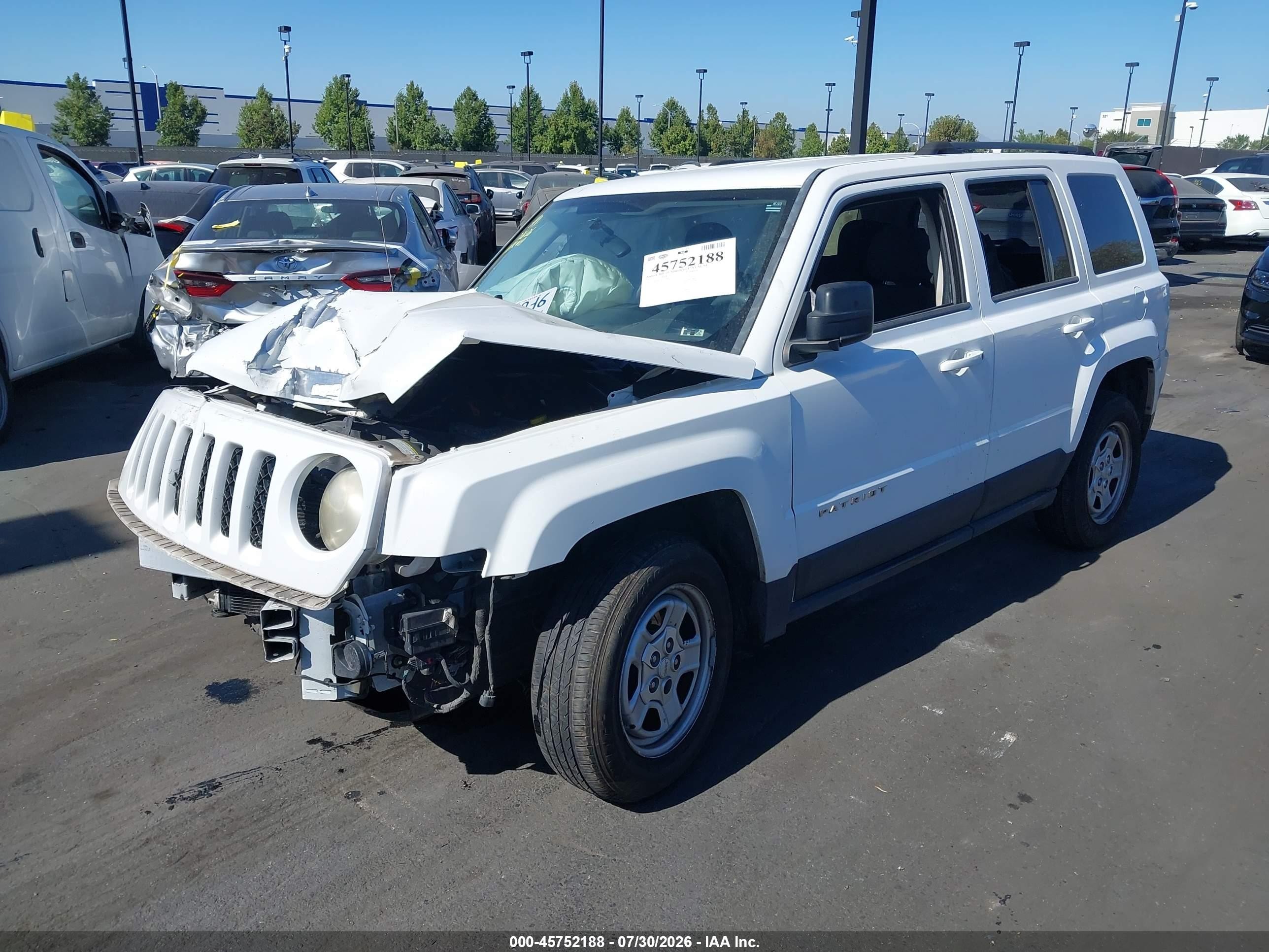 2012 Jeep Patriot Sport White vin: 1C4NJPBA9CD724347