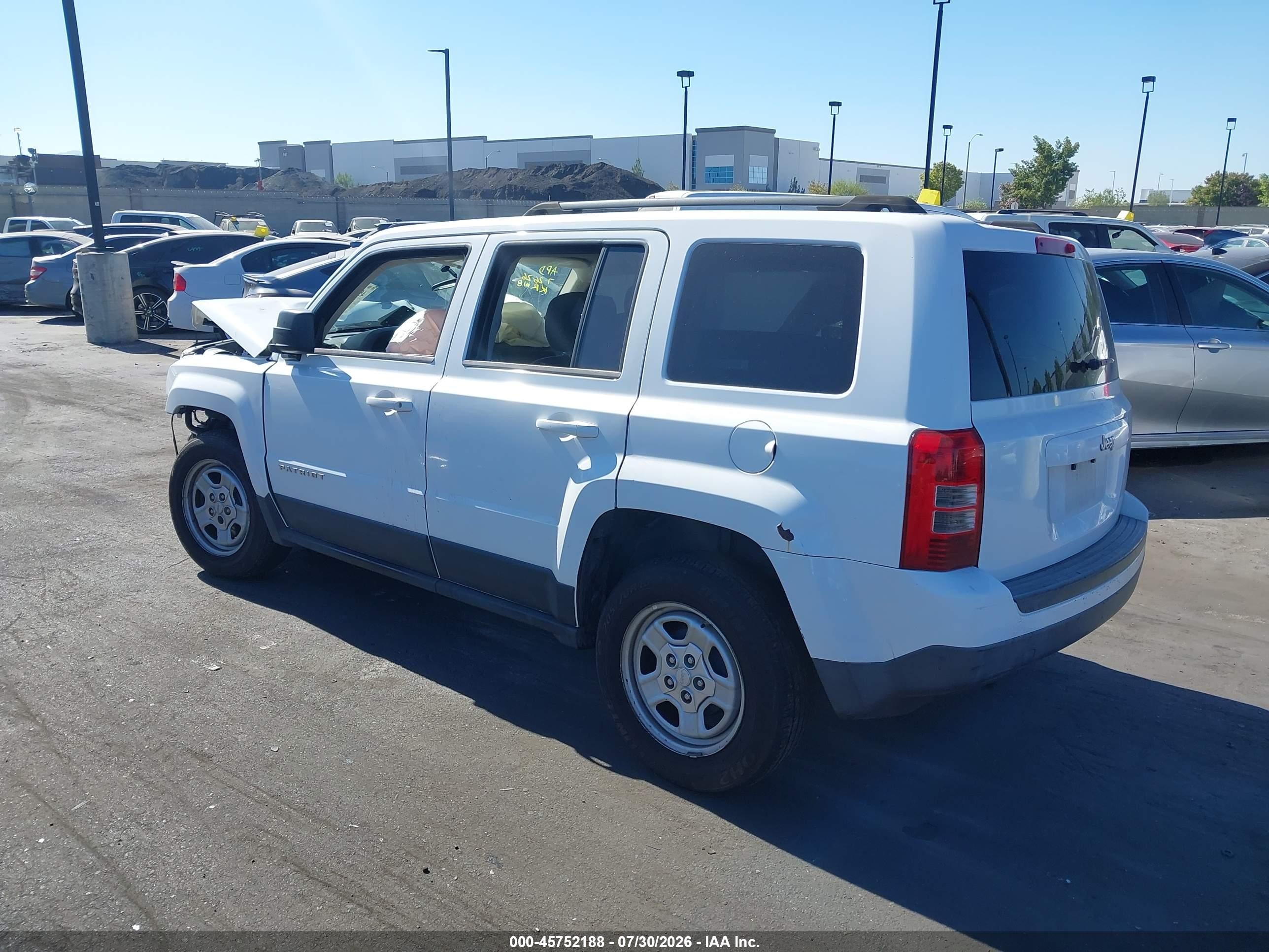 2012 Jeep Patriot Sport White vin: 1C4NJPBA9CD724347