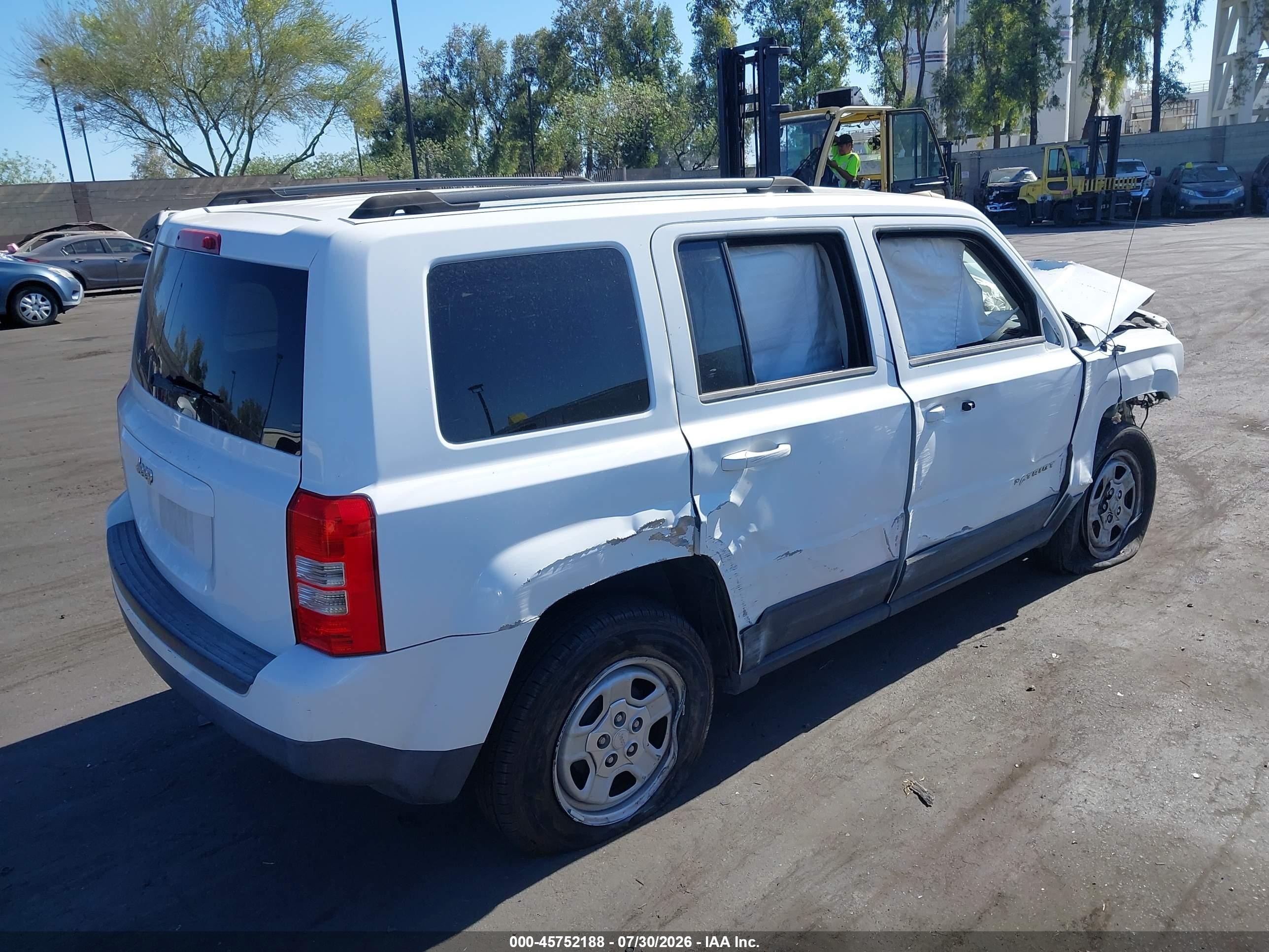 2012 Jeep Patriot Sport White vin: 1C4NJPBA9CD724347