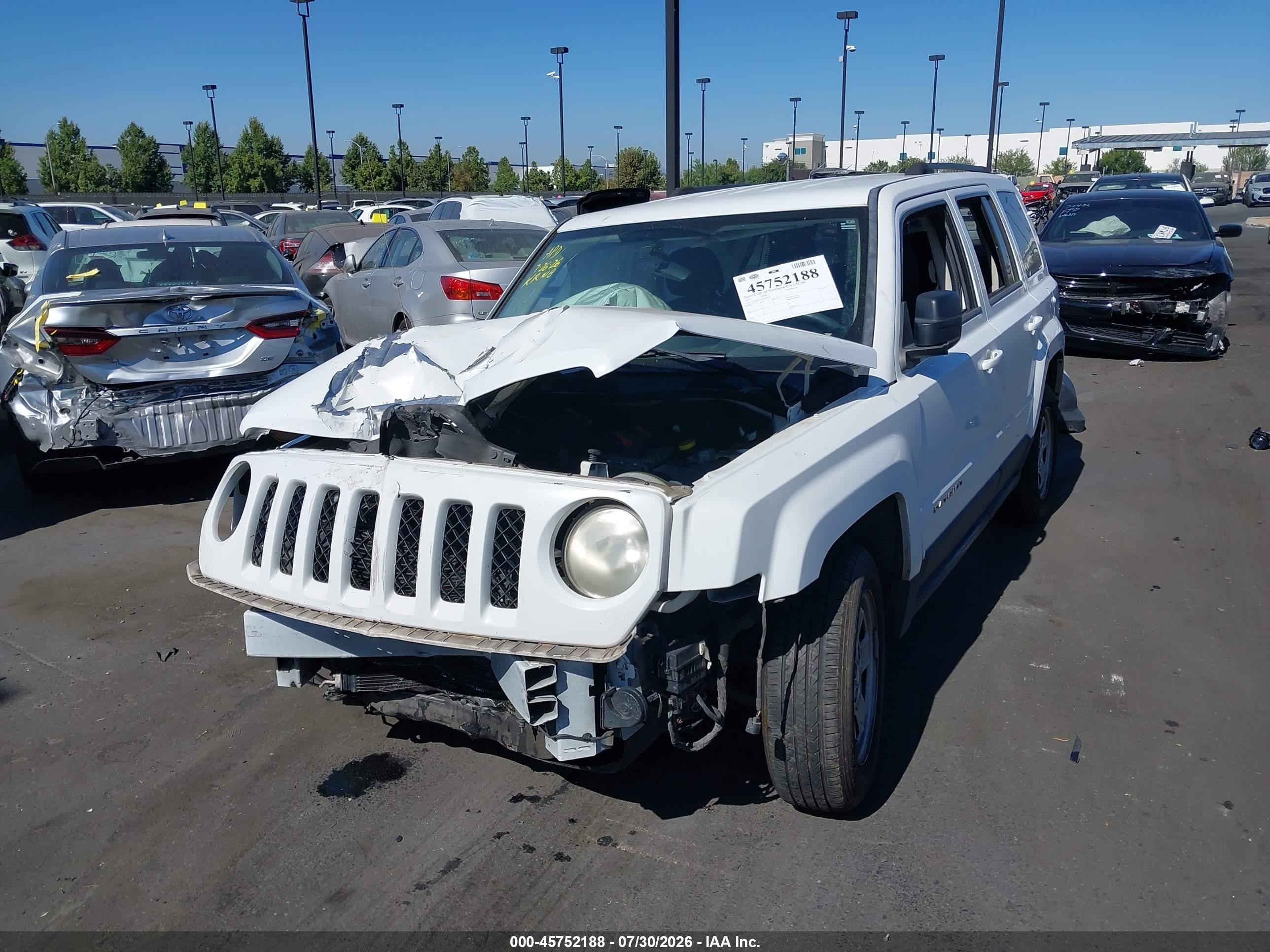 2012 Jeep Patriot Sport White vin: 1C4NJPBA9CD724347
