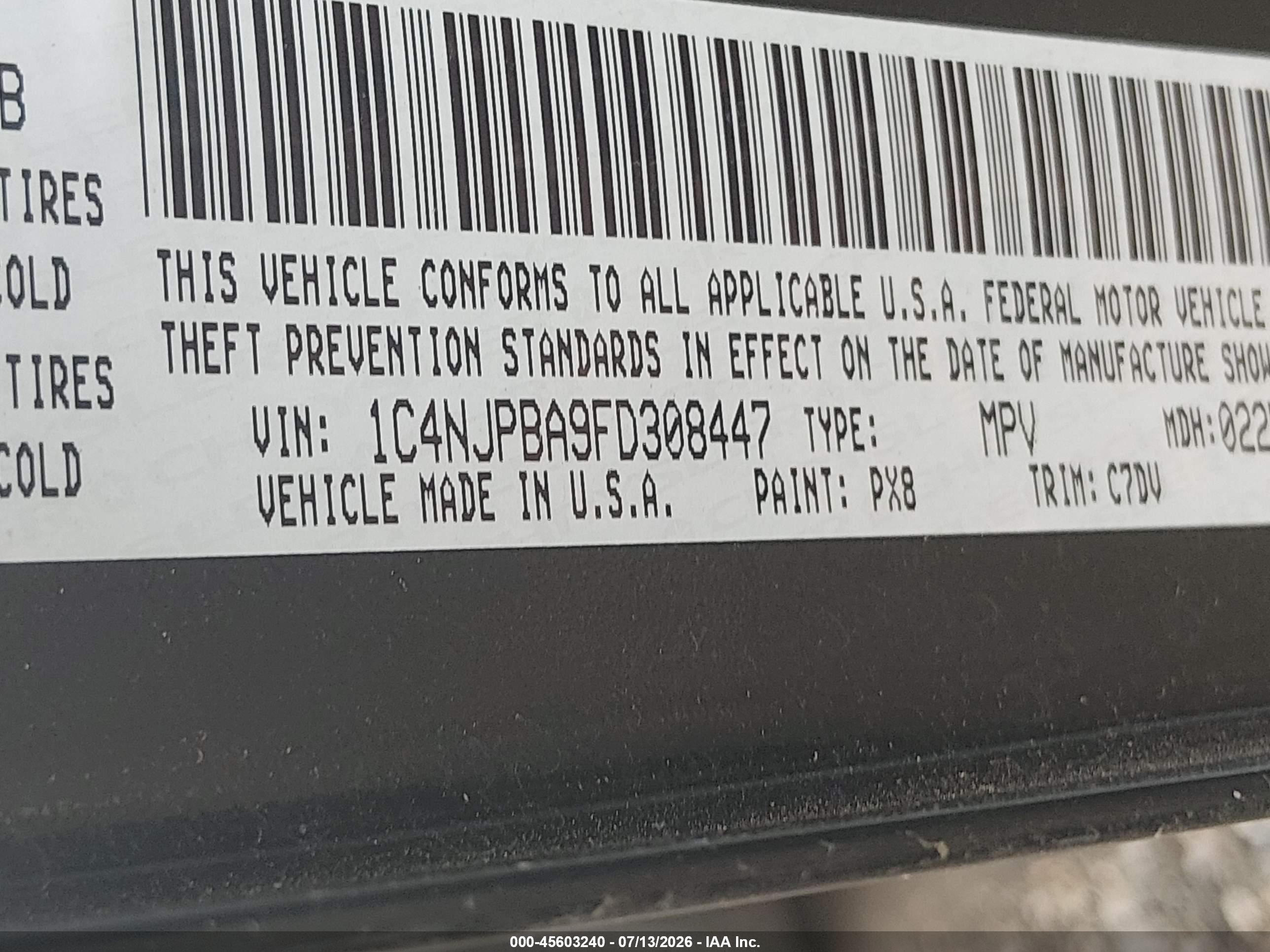2015 Jeep Patriot Altitude Edition Black vin: 1C4NJPBA9FD308447