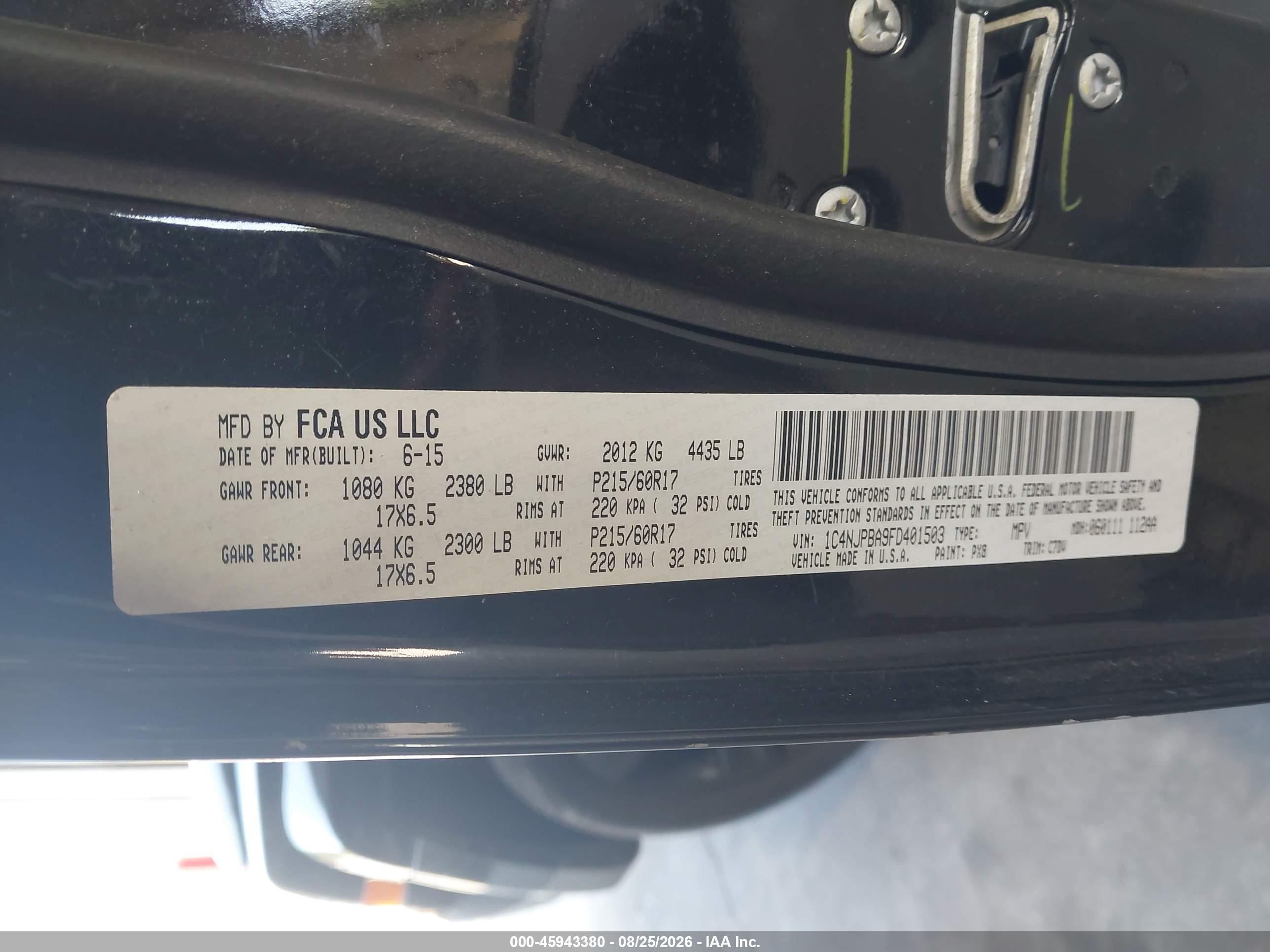 2015 Jeep Patriot Altitude Edition Черный vin: 1C4NJPBA9FD401503