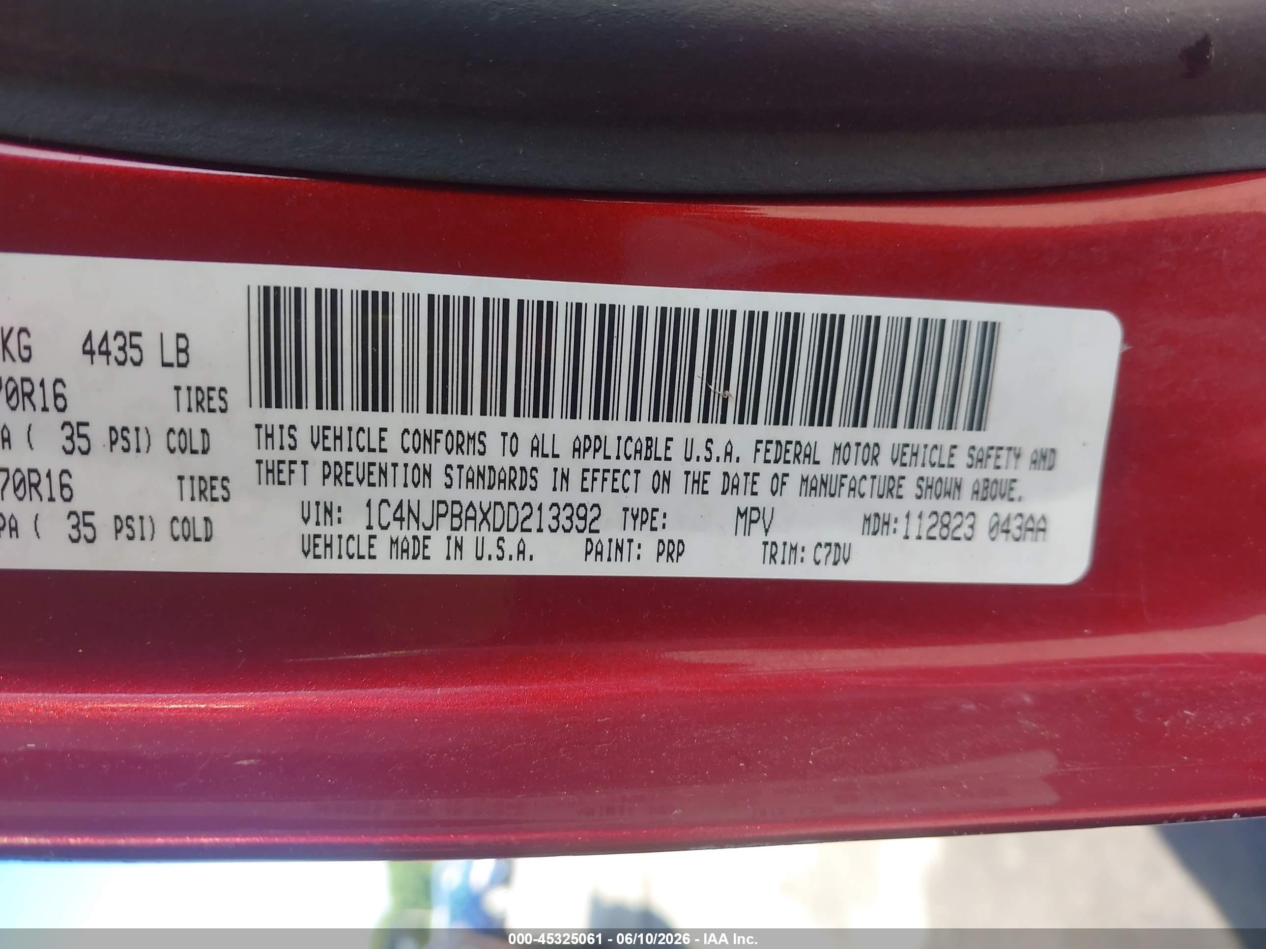 2013 Jeep Patriot Sport Red vin: 1C4NJPBAXDD213392