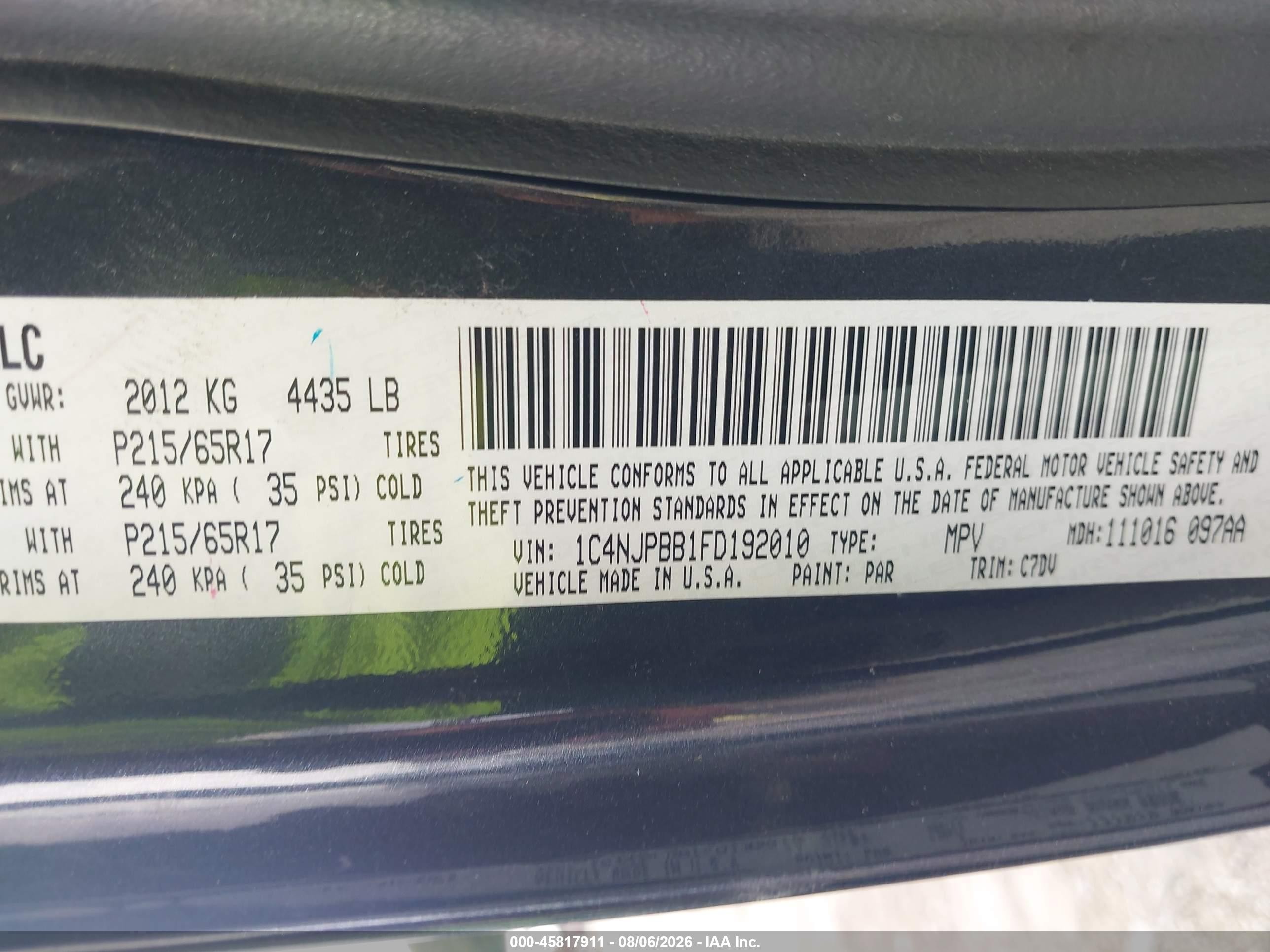 2015 Jeep Patriot Sport Blue vin: 1C4NJPBB1FD192010