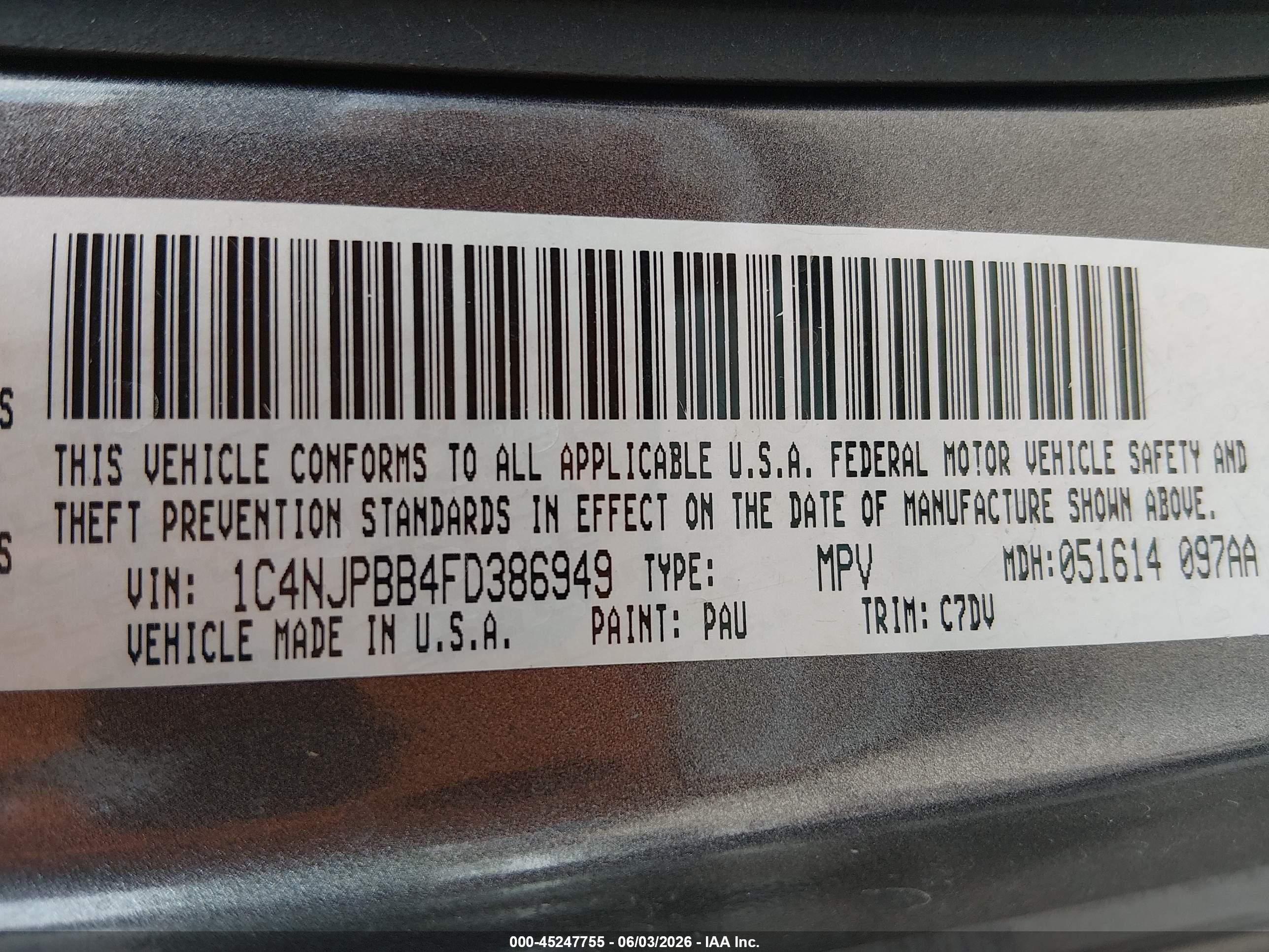 2015 Jeep Patriot Sport Gray vin: 1C4NJPBB4FD386949