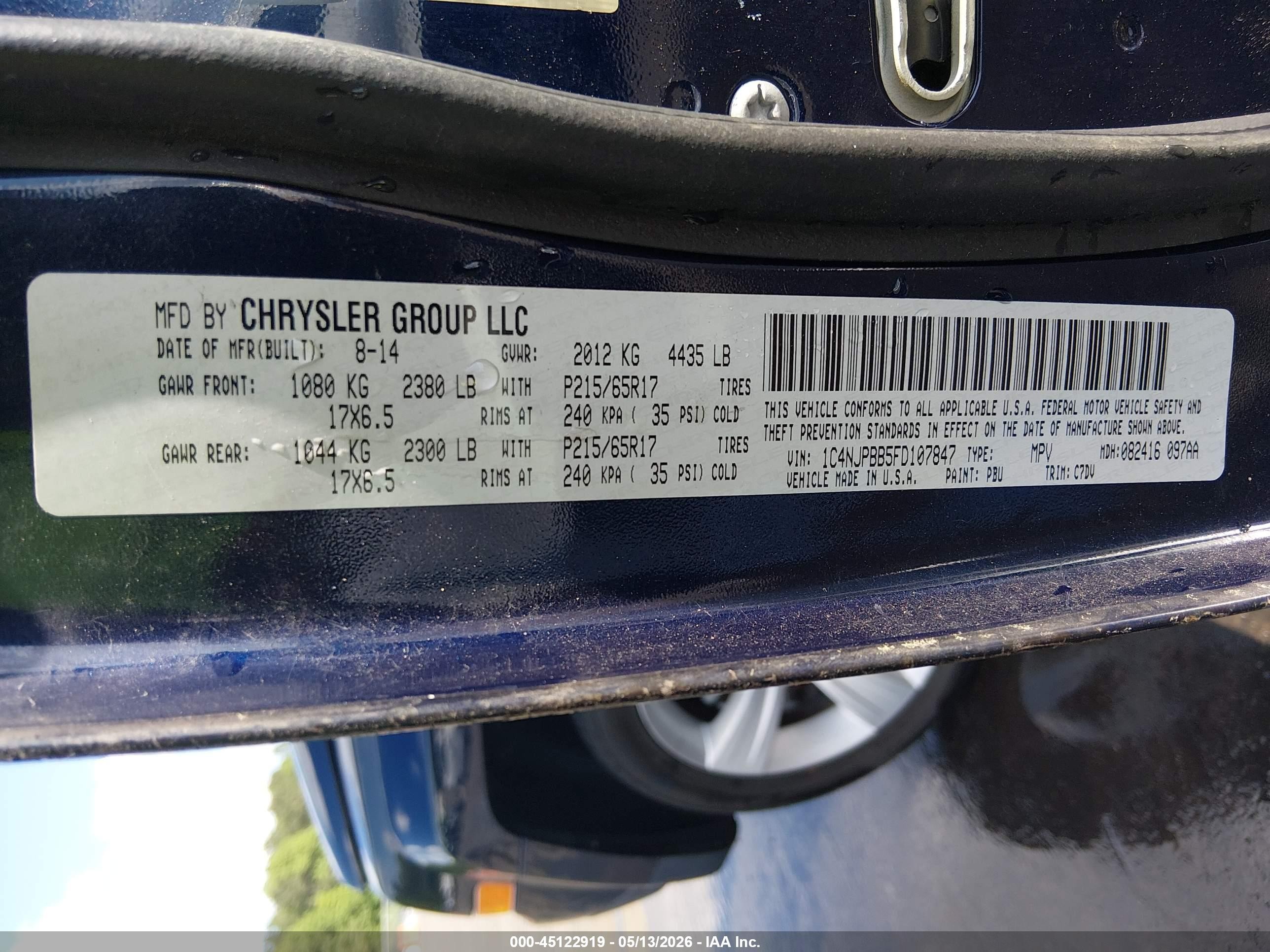 2015 Jeep Patriot Sport Dark Blue vin: 1C4NJPBB5FD107847
