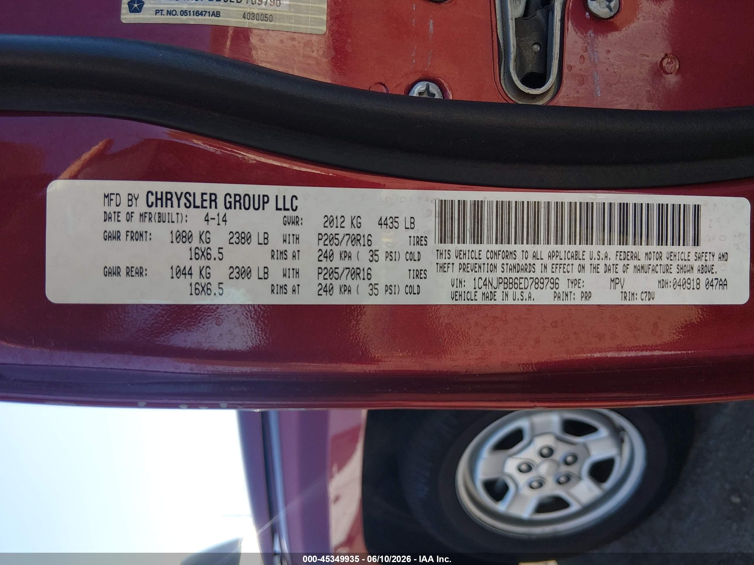 2014 Jeep Patriot Sport Burgundy vin: 1C4NJPBB6ED789796