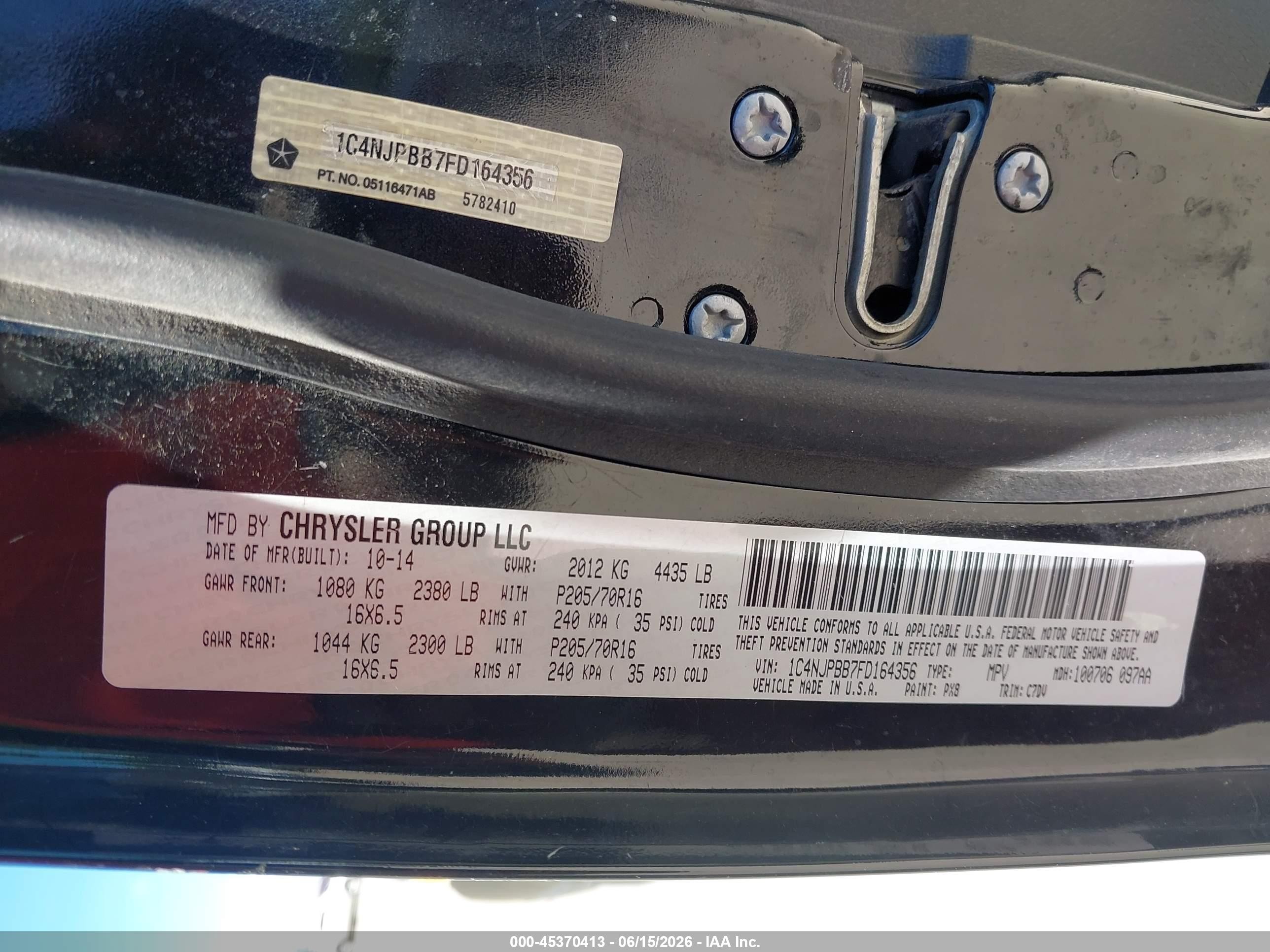 2015 Jeep Patriot Sport Black vin: 1C4NJPBB7FD164356