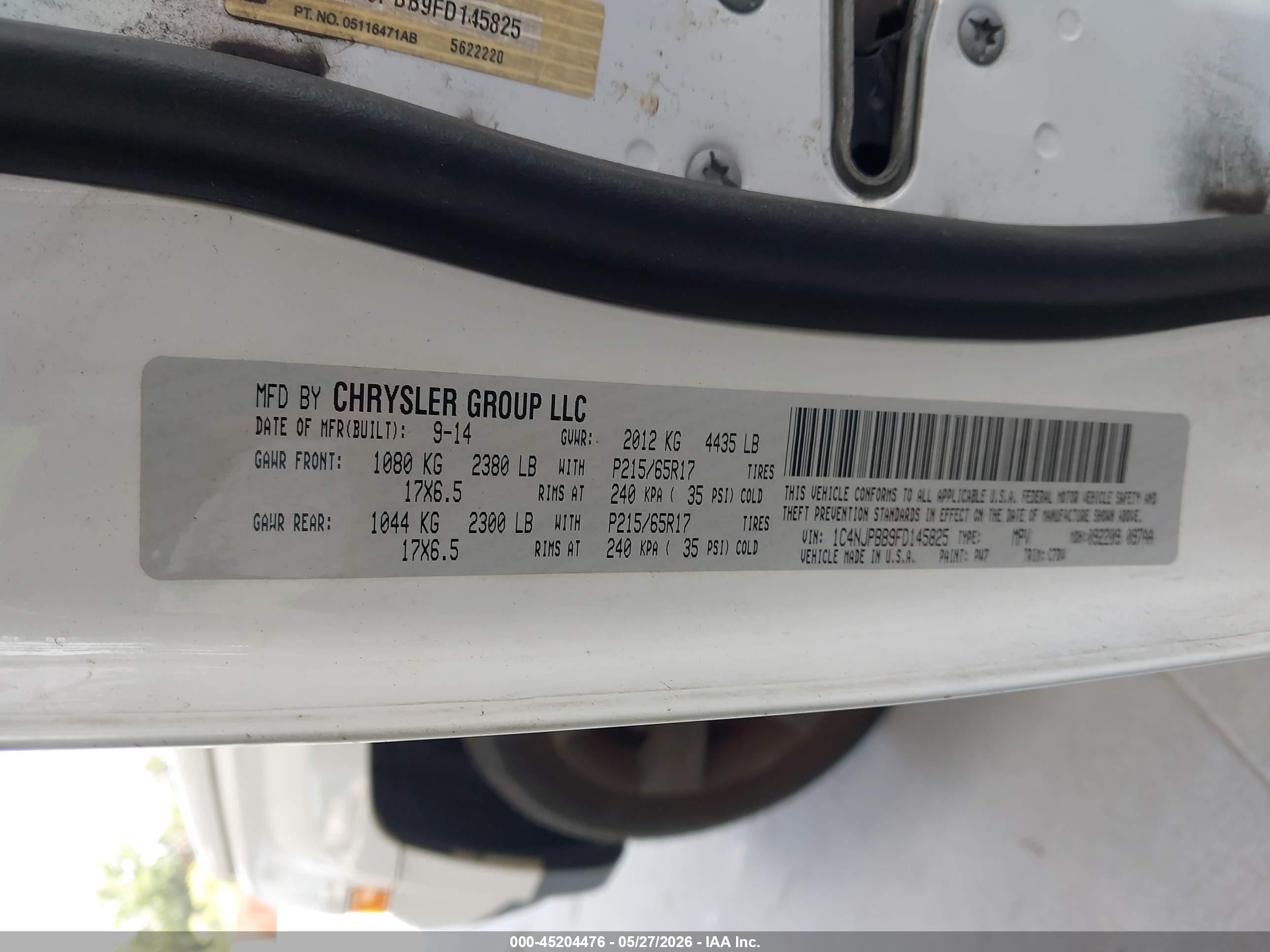 2015 Jeep Patriot Sport White vin: 1C4NJPBB9FD145825