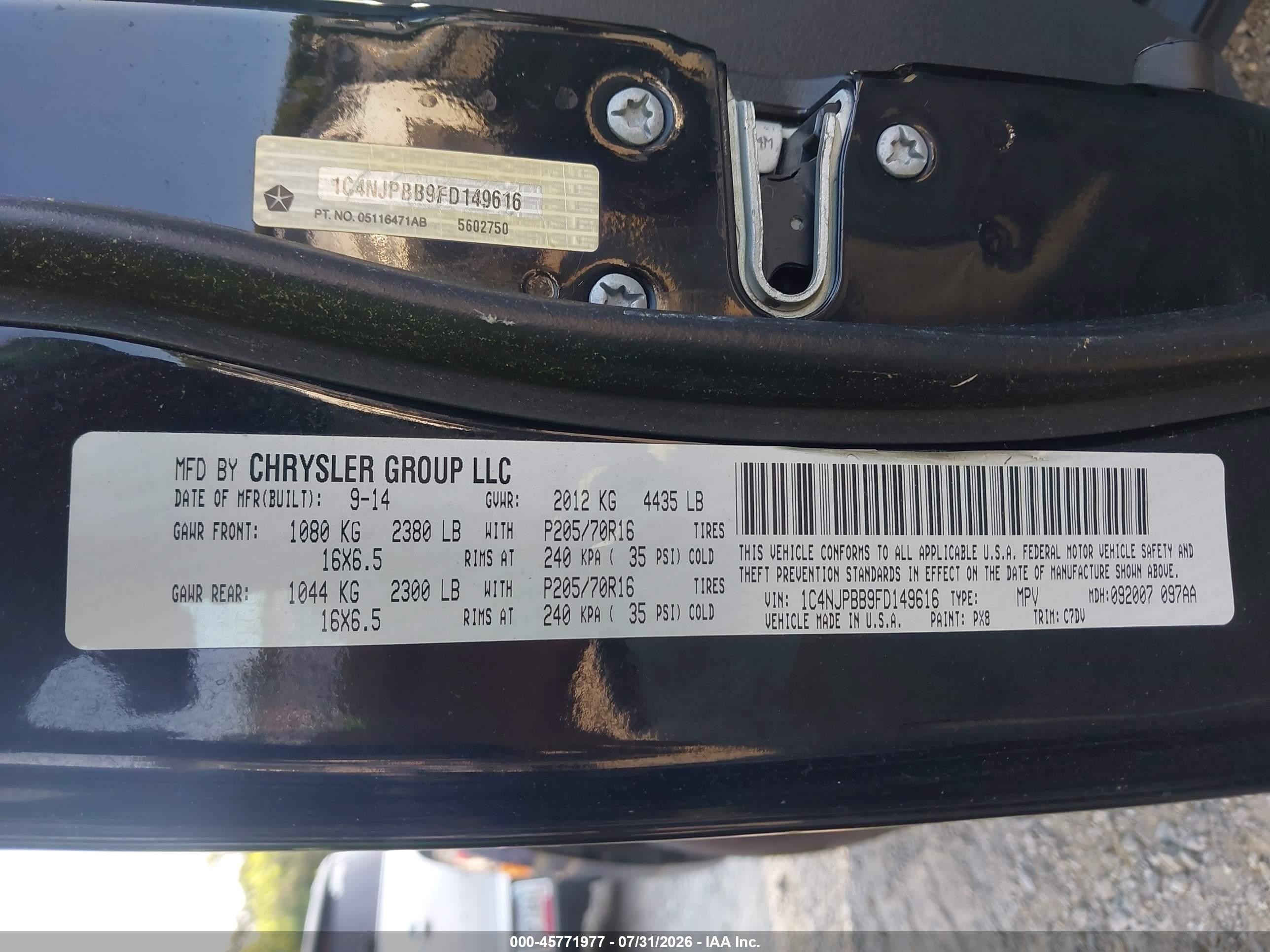 2015 Jeep Patriot Sport Black vin: 1C4NJPBB9FD149616