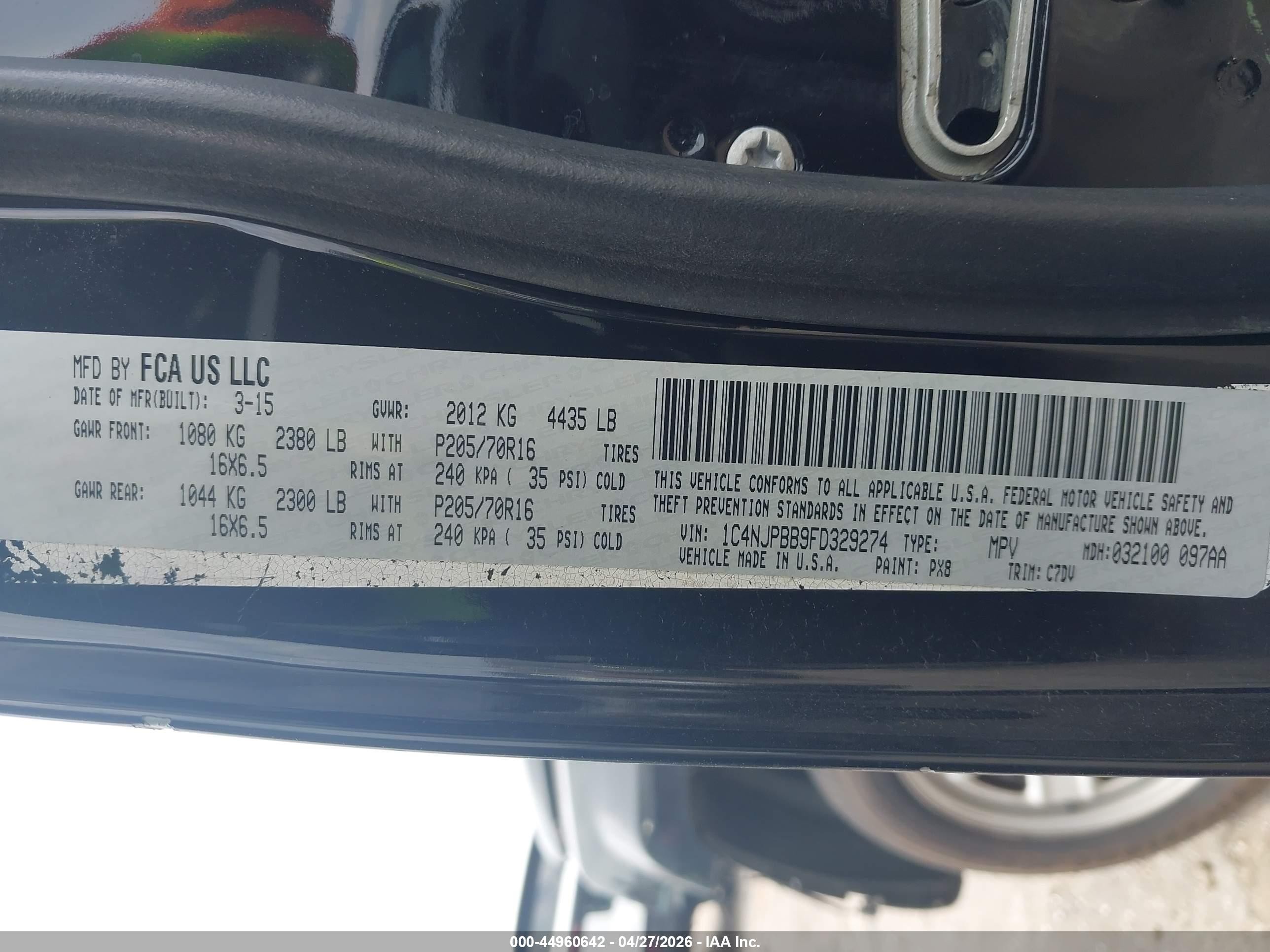 2015 Jeep Patriot Sport Black vin: 1C4NJPBB9FD329274